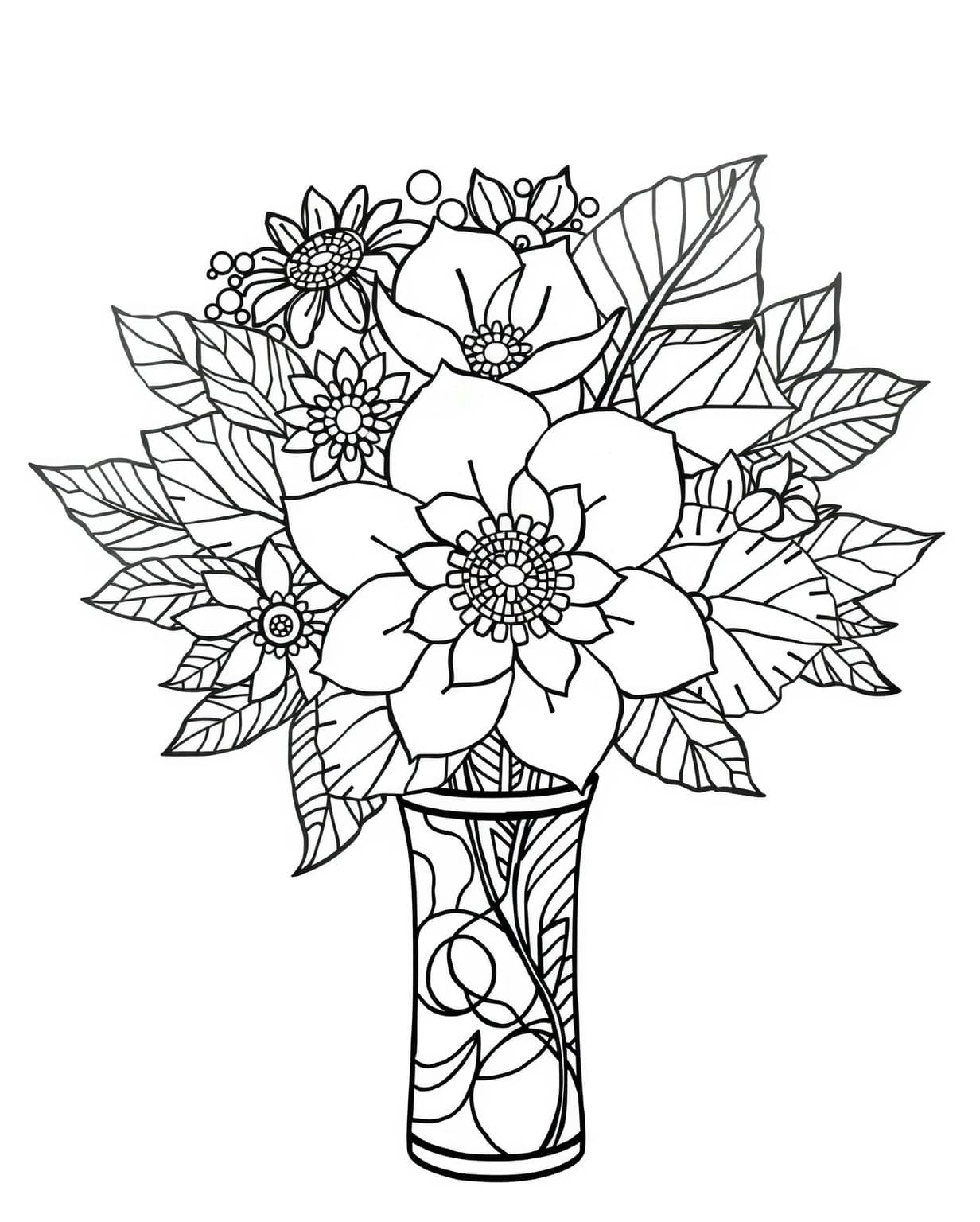 Abstract Floral Bouquet Coloring Page