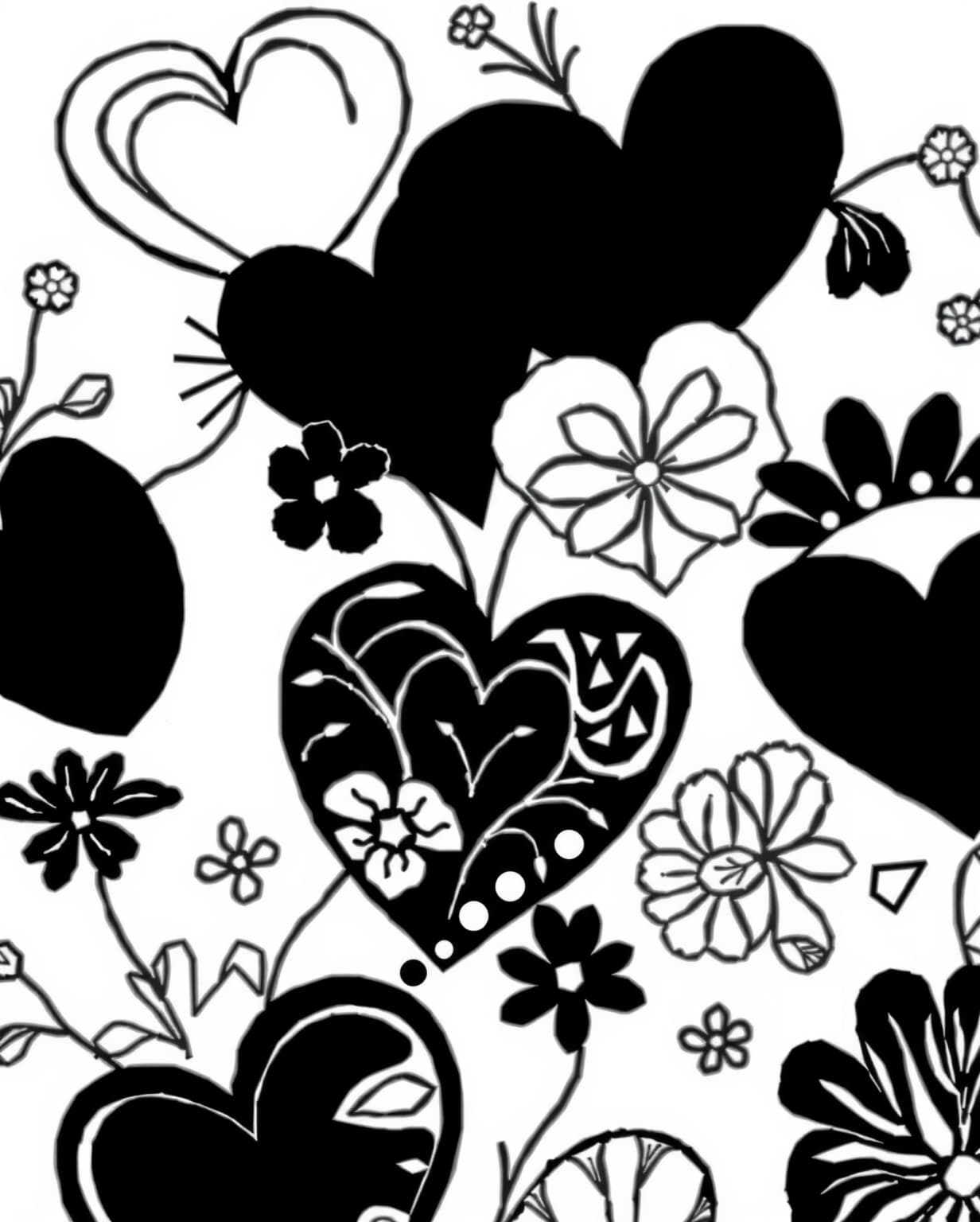 Abstract Heart Pattern Coloring Page