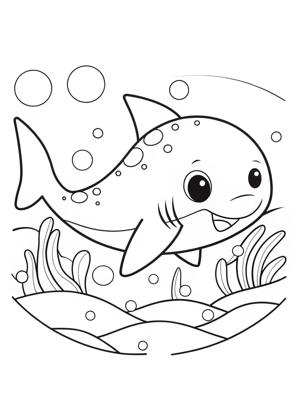 Adorable Baby Shark Coloring Page