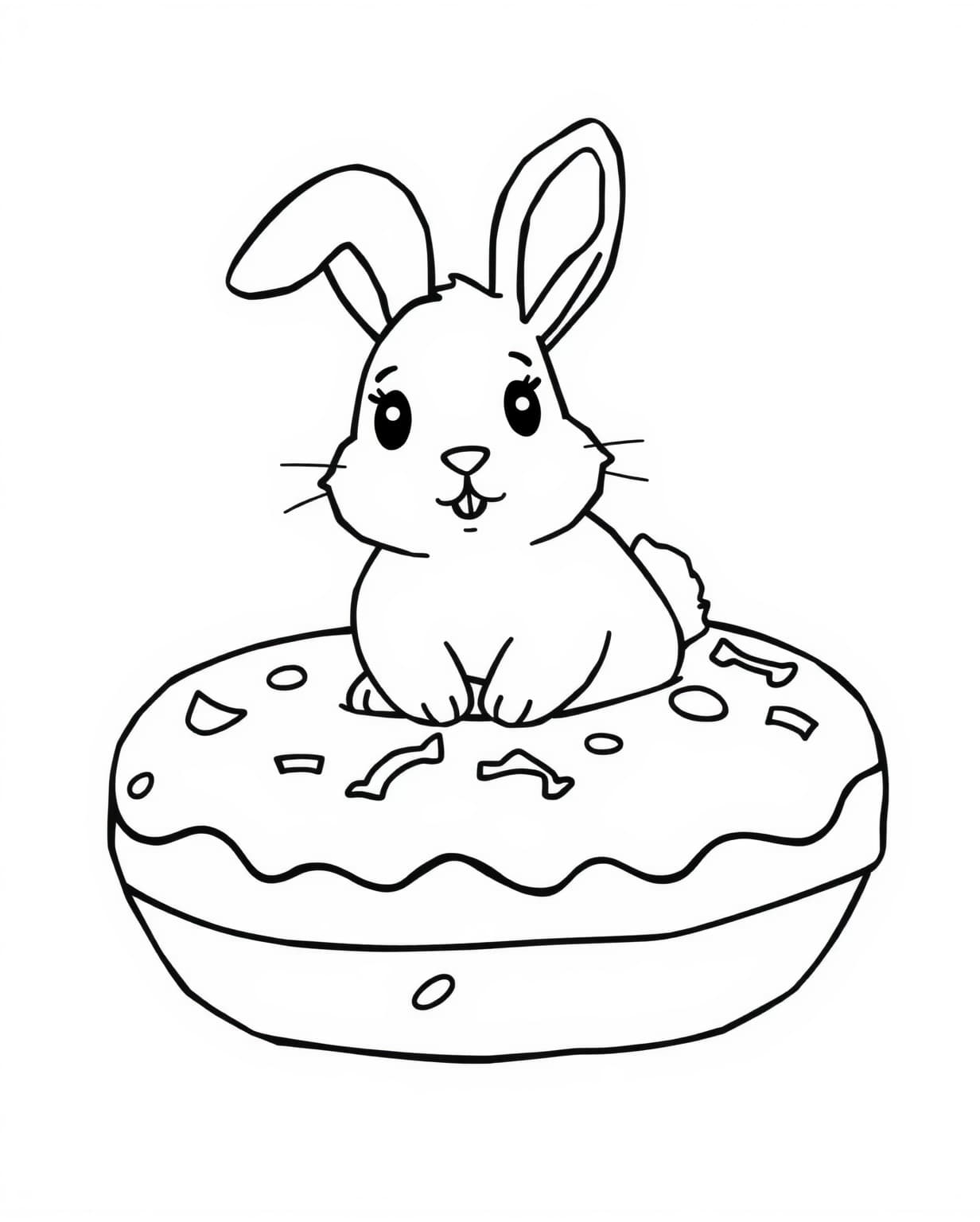 Adorable Bunny Donut Coloring Page