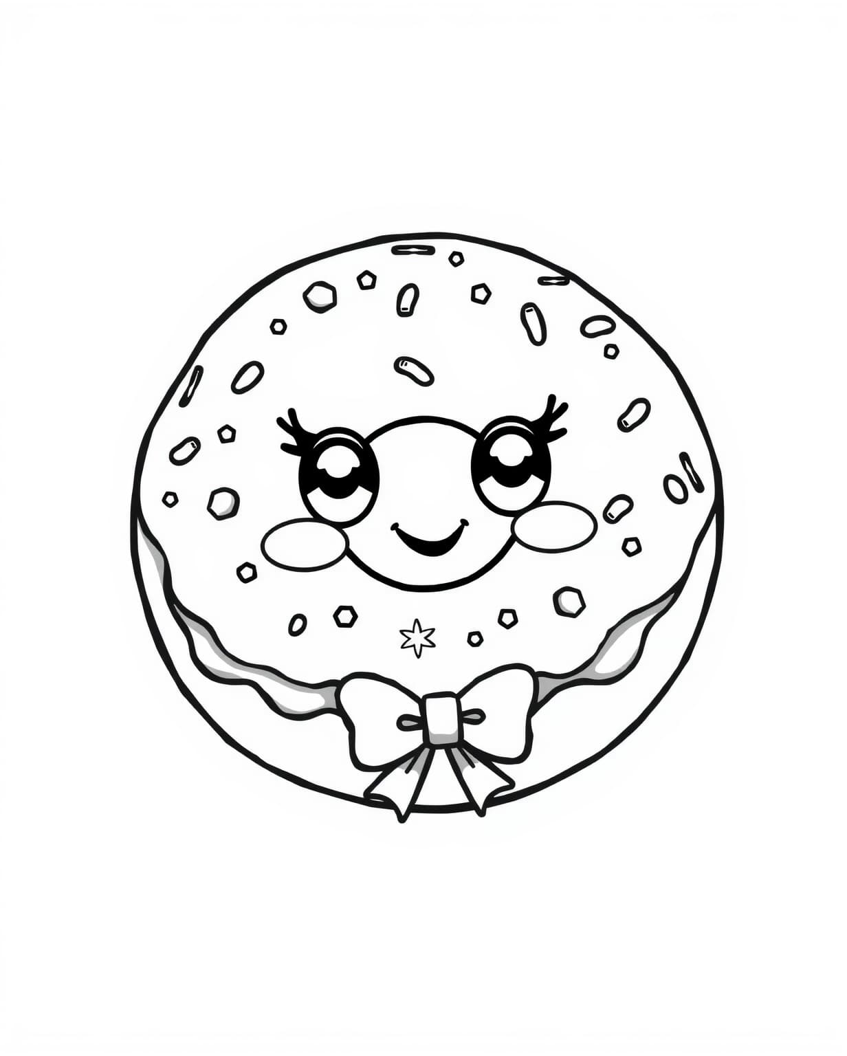 Adorable Kawaii Donut Coloring Page