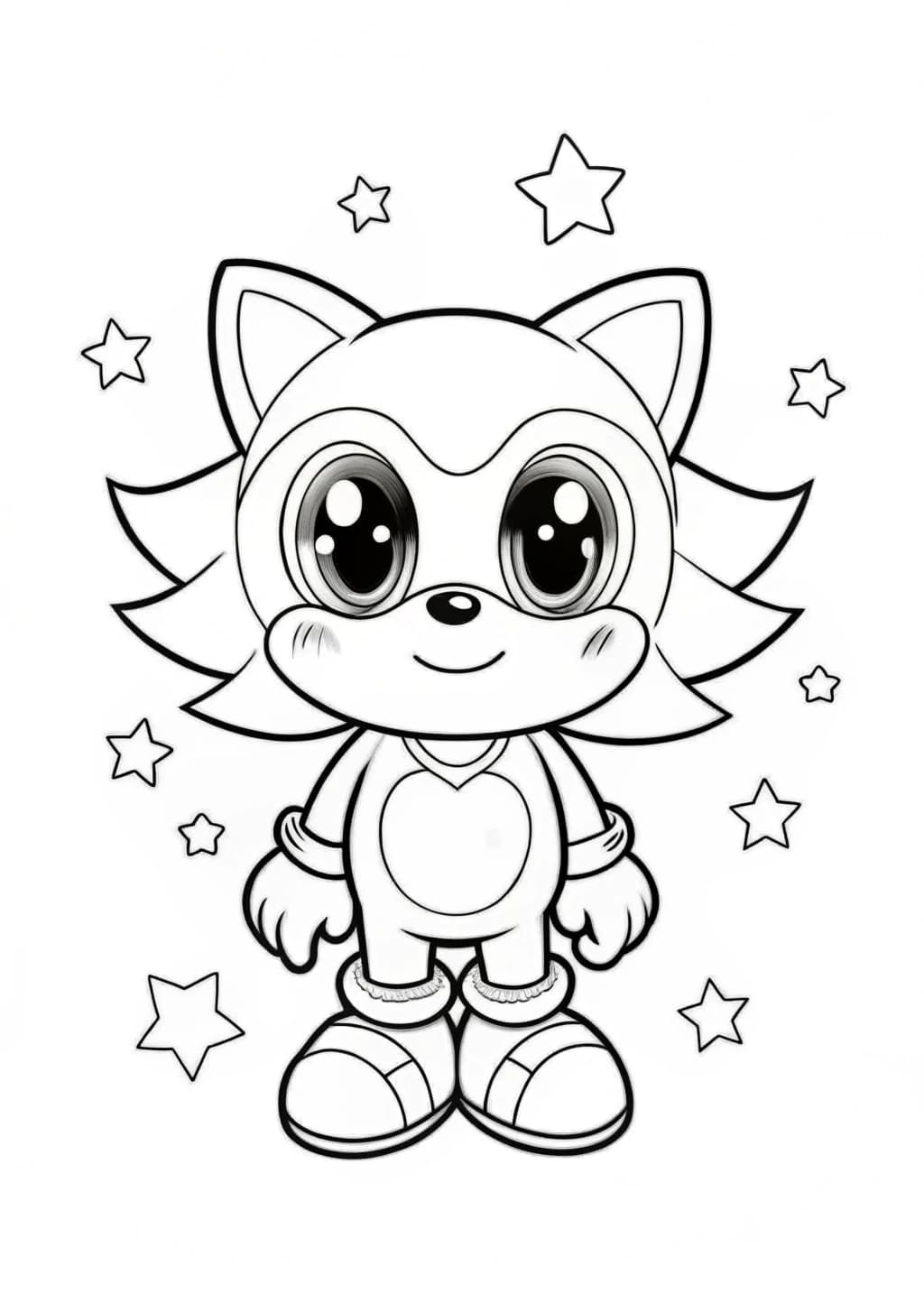 Adorable Kawaii Sonic Coloring Page