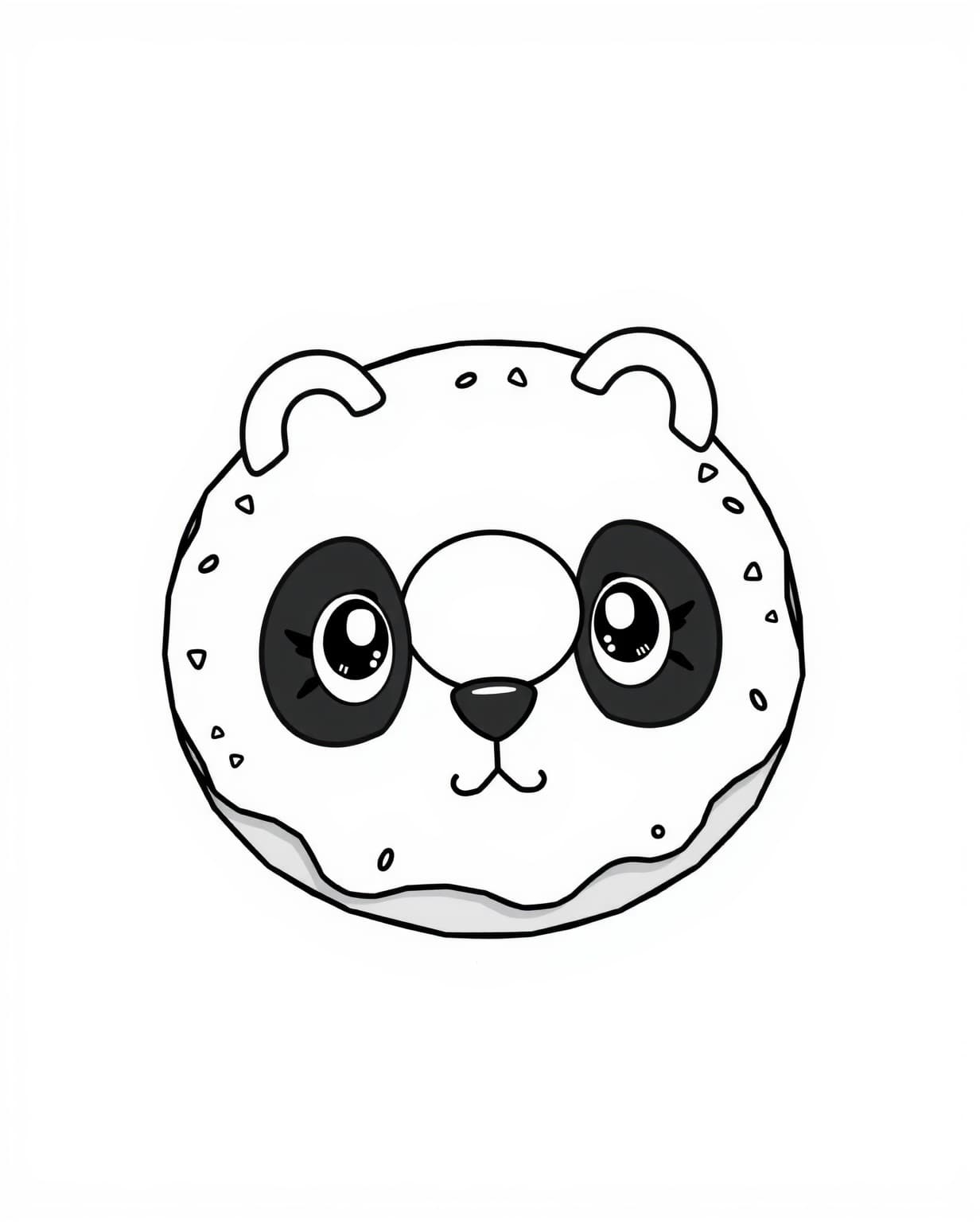 Adorable Panda Donut Coloring Page