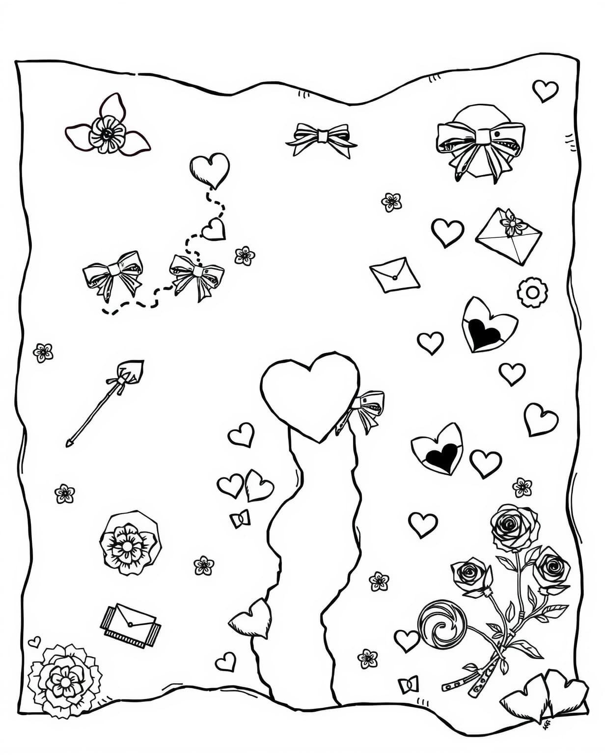 Adventure Map Valentine Coloring Page