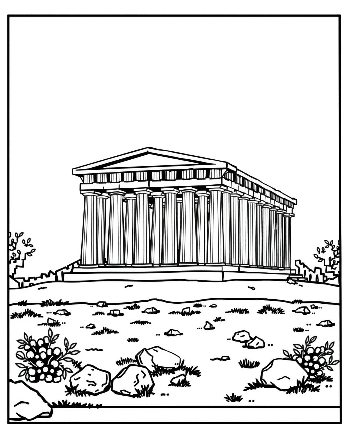Ancient Greek Temple Coloring Page