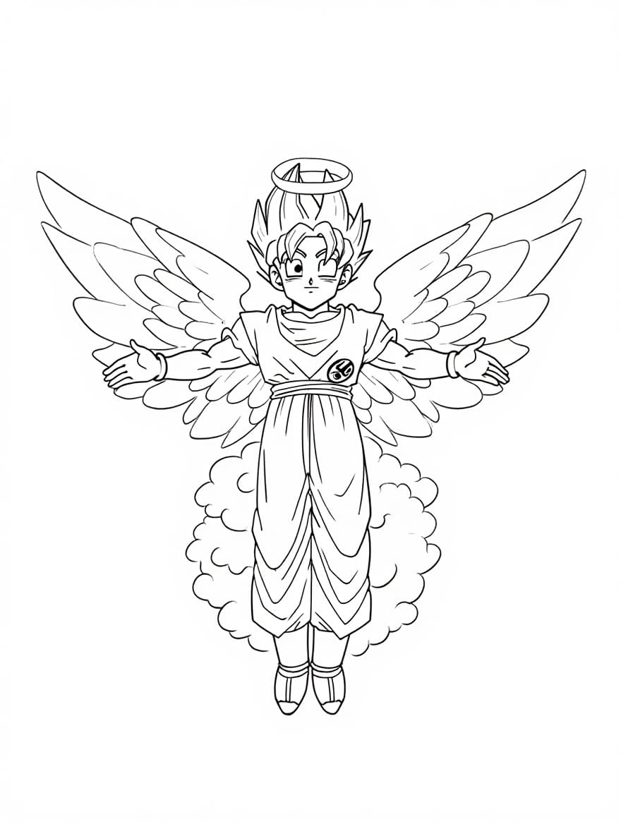 Angelic Goku Floating Coloring Sheet
