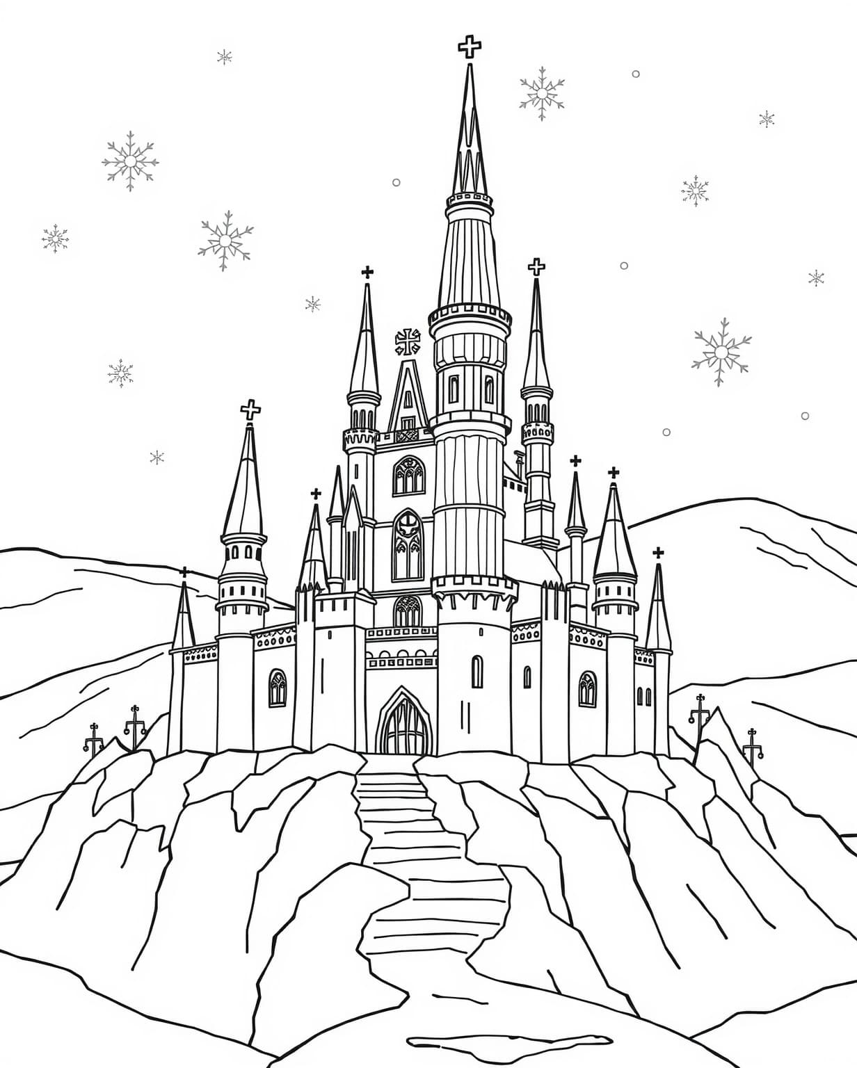 Arendelle Castle in Winter Coloring Page
