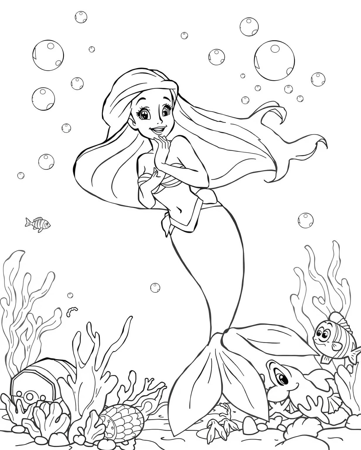 Ariel Under the Sea Coloring Page