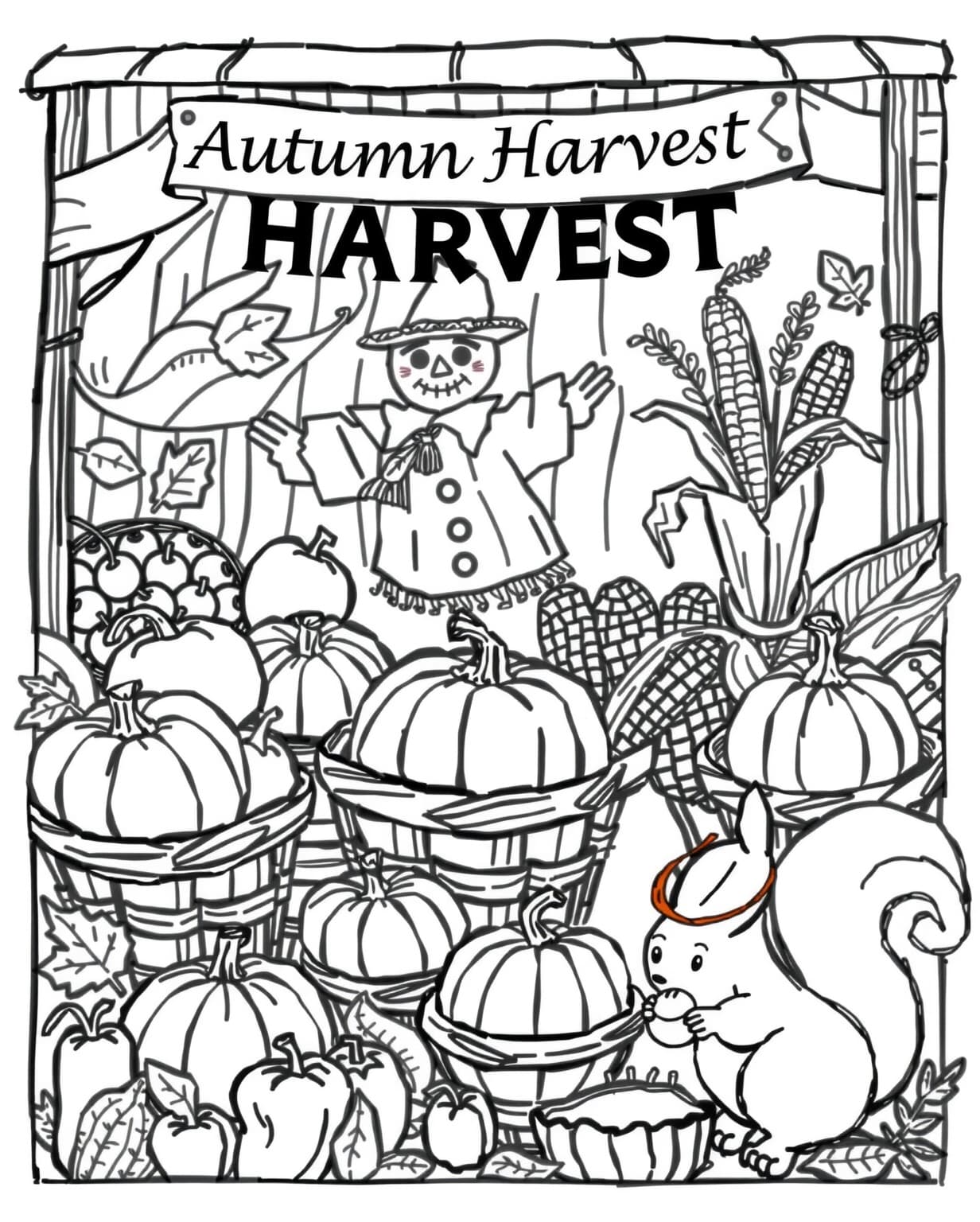 Autumn Farmers Market Coloring Page