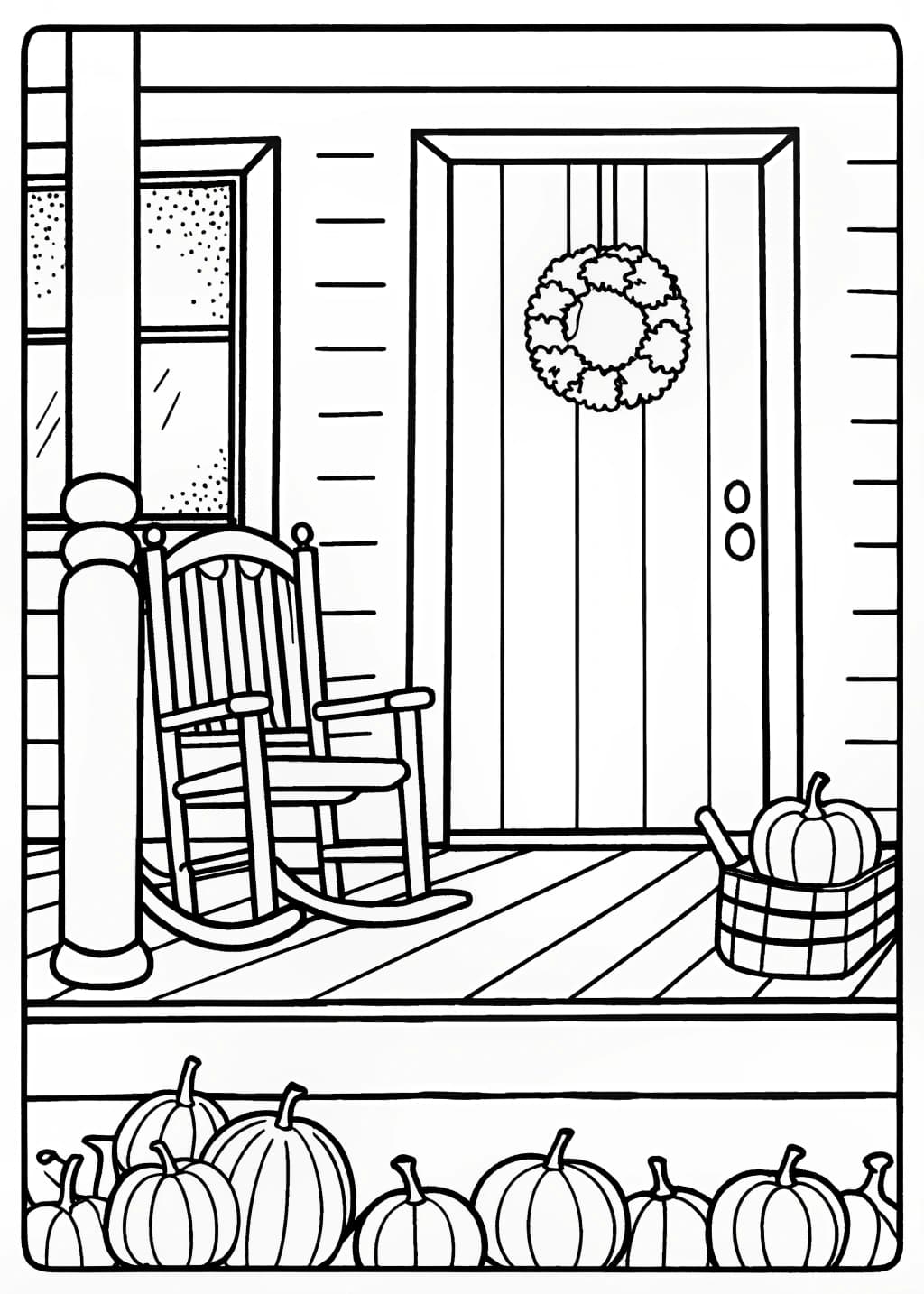 Autumn Porch Scene Coloring Page