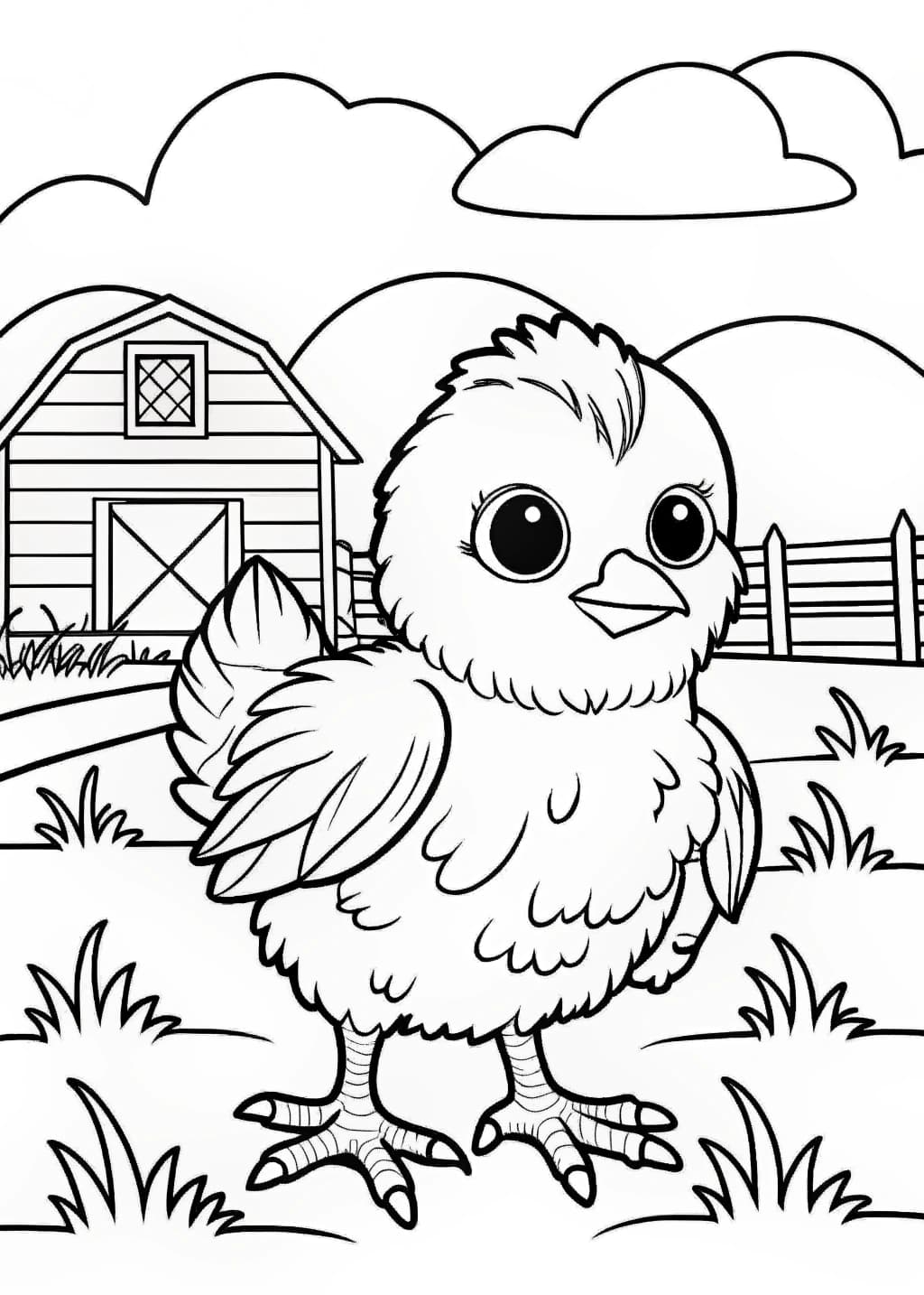 Baby Chicken Coloring Page
