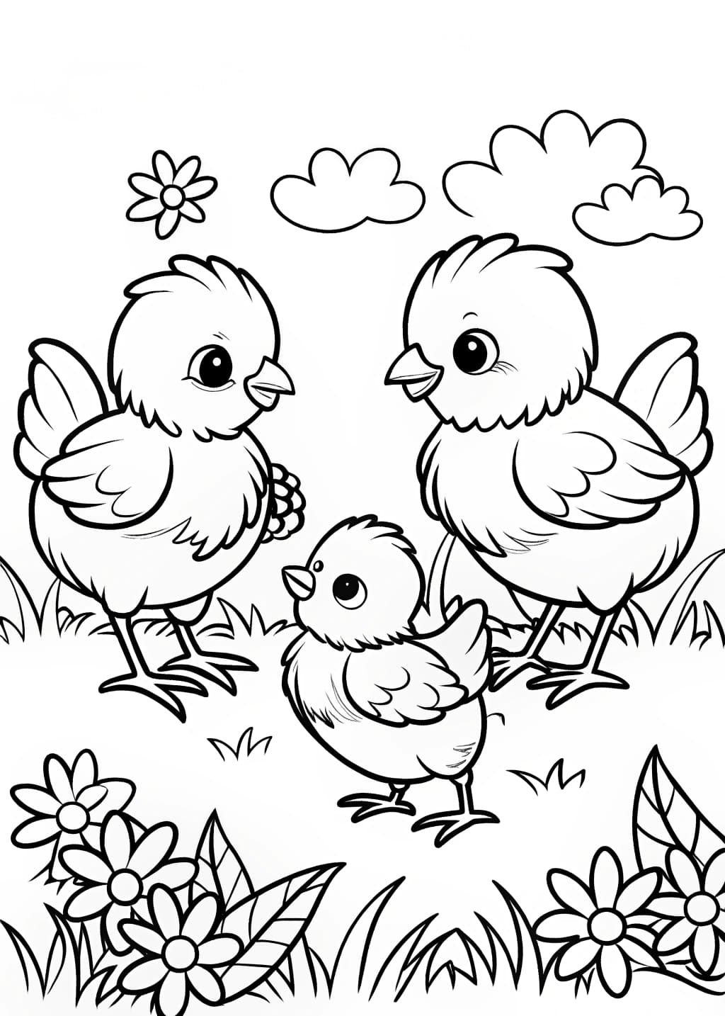 Baby Chicks Coloring Page