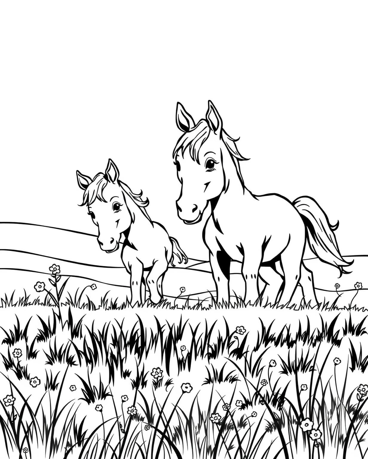 Baby Horses Coloring Page
