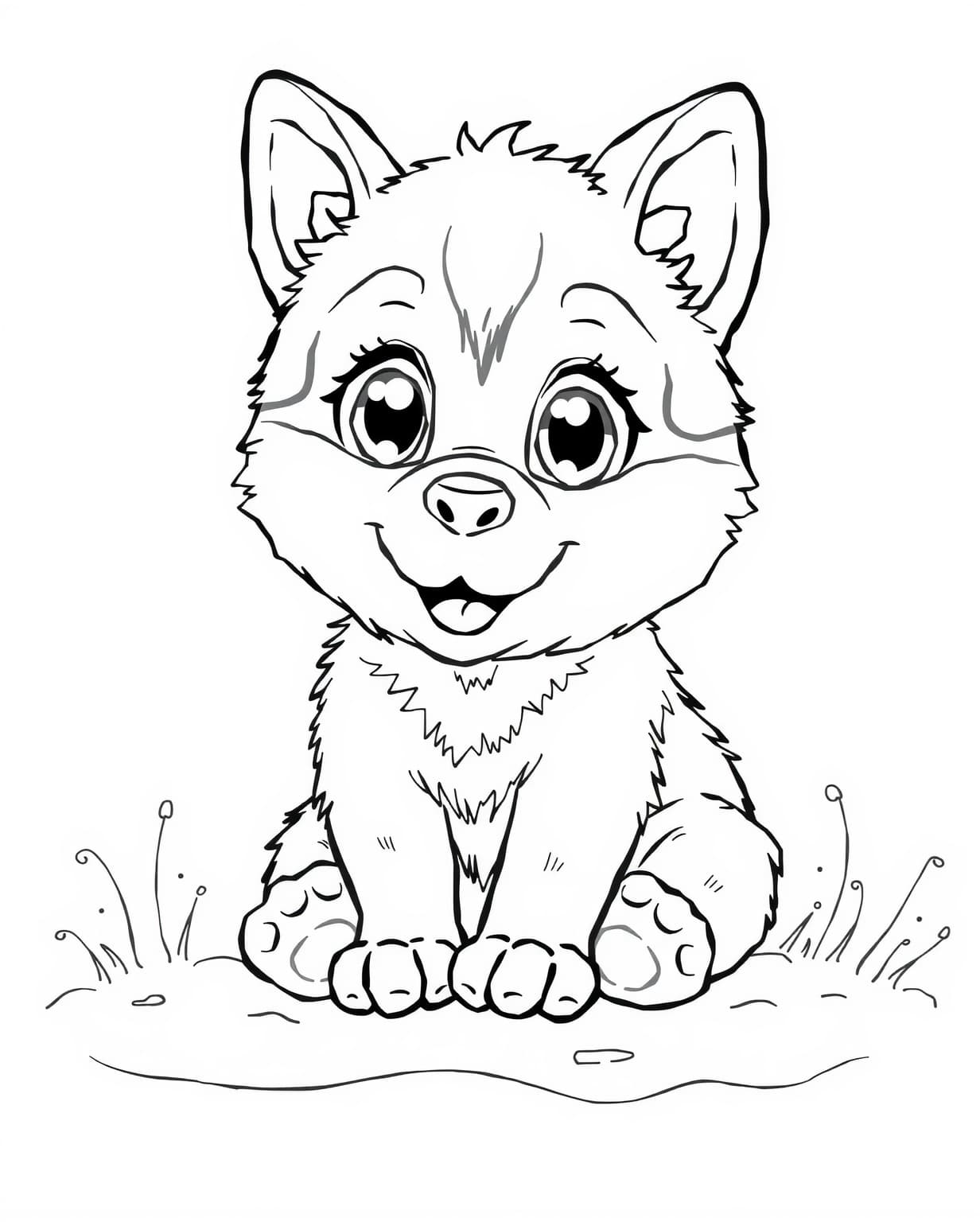 Baby Husky Coloring Page