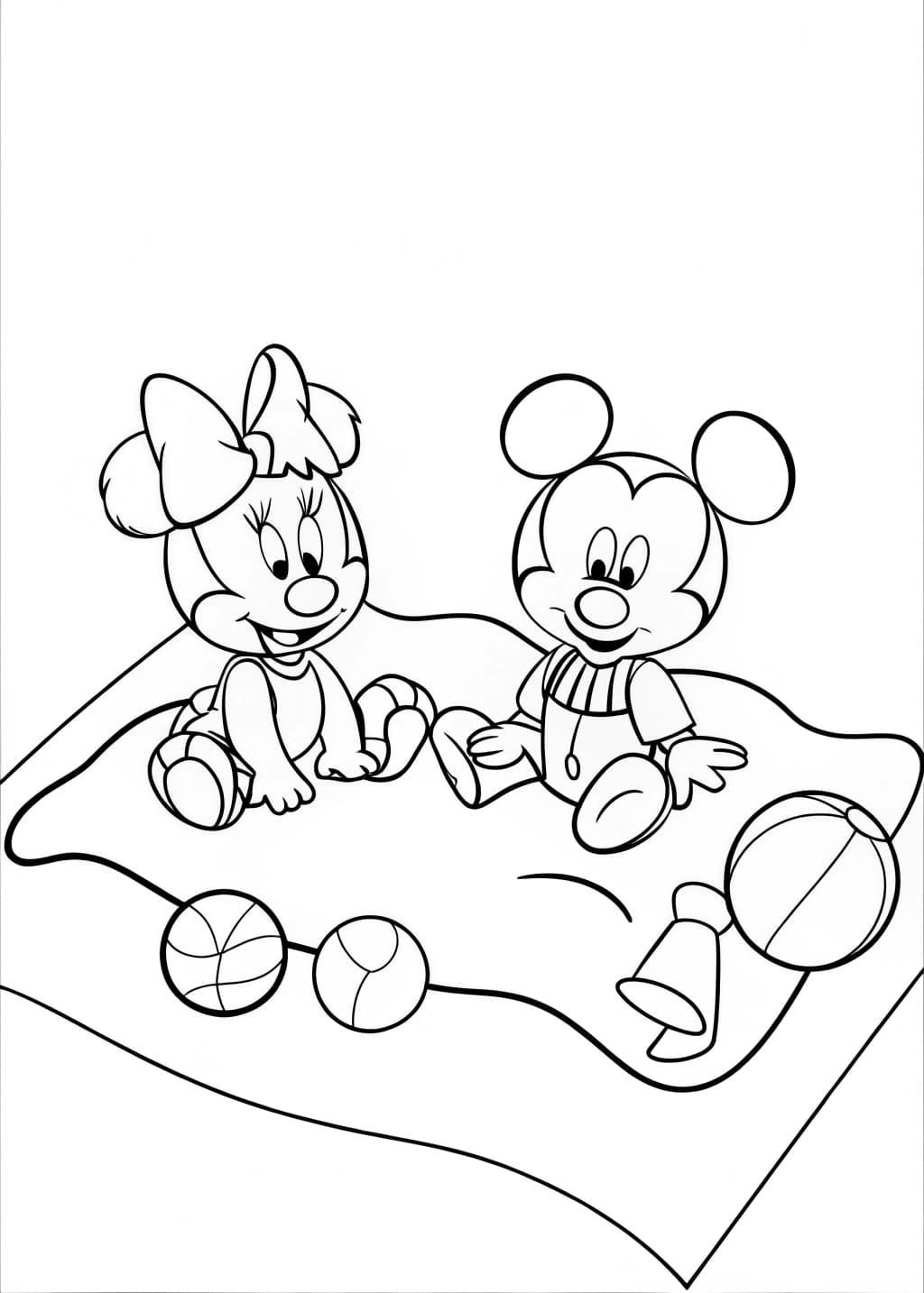 Baby Minnie And Mickey Coloring Page