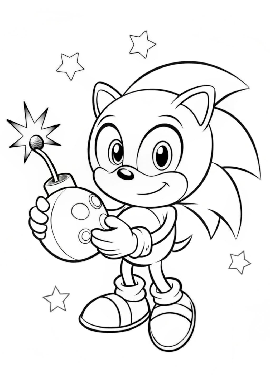 Baby Sonic With Bomb Coloring Picture