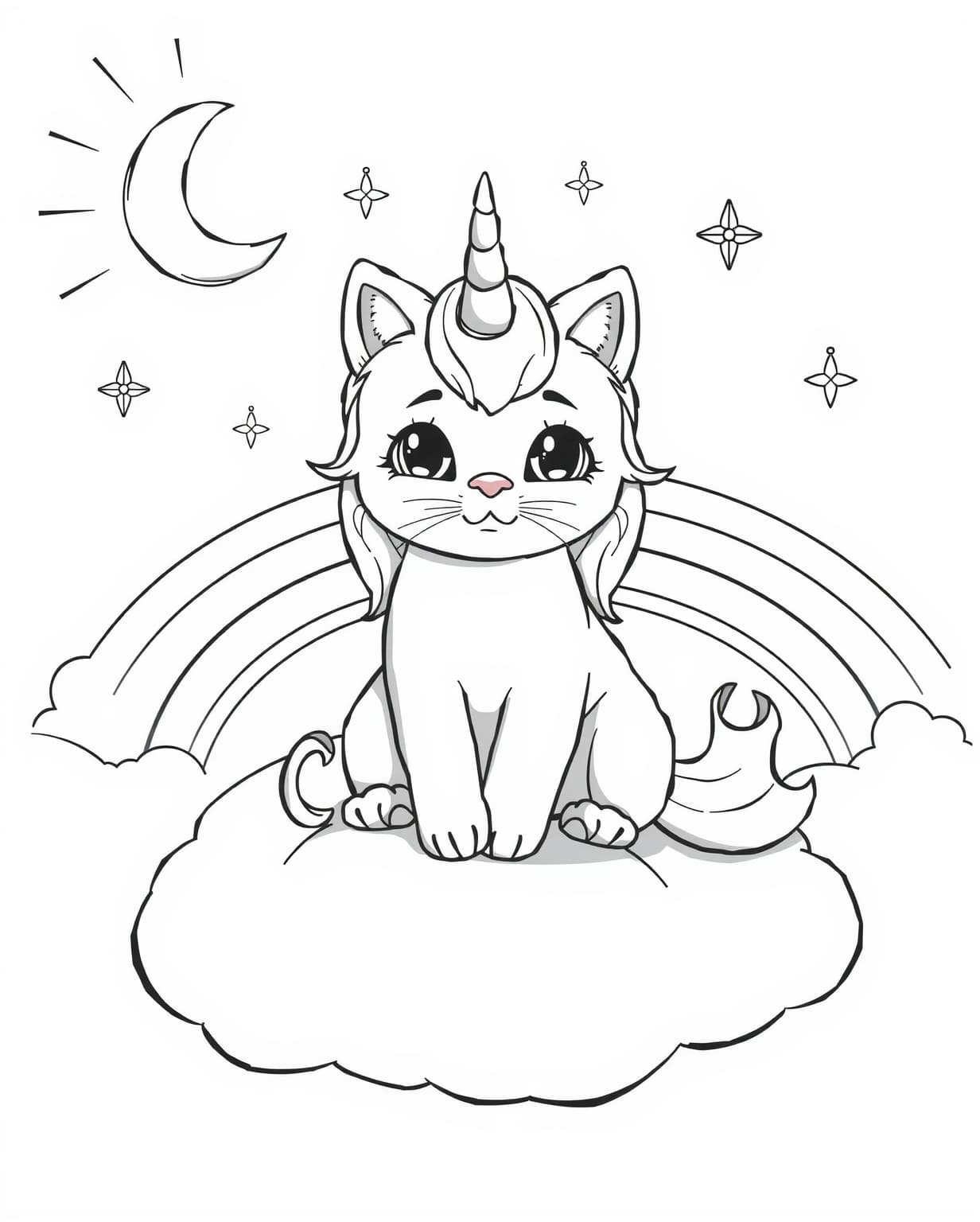 Baby Unicorn Cat Coloring Page
