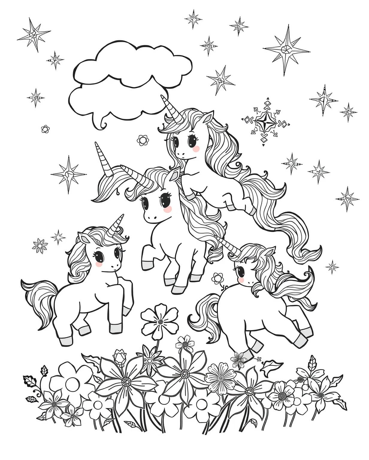 Baby Unicorns Coloring Page
