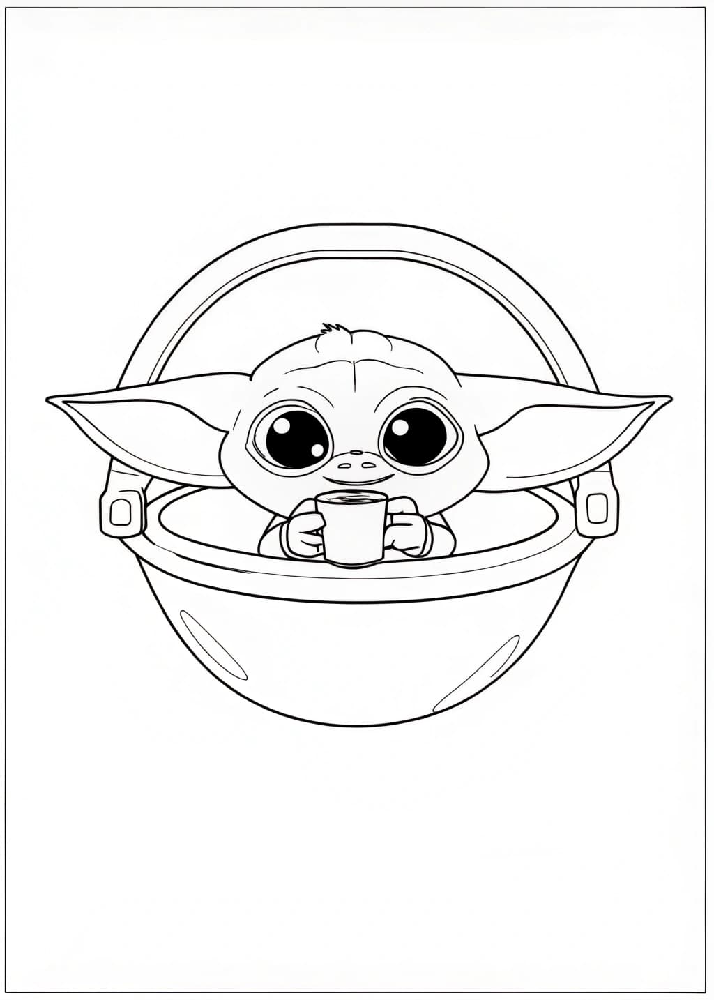 Baby Yoda Coloring Page For Kids