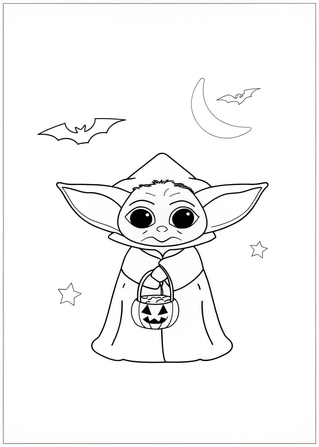 Baby Yoda Halloween Coloring Page