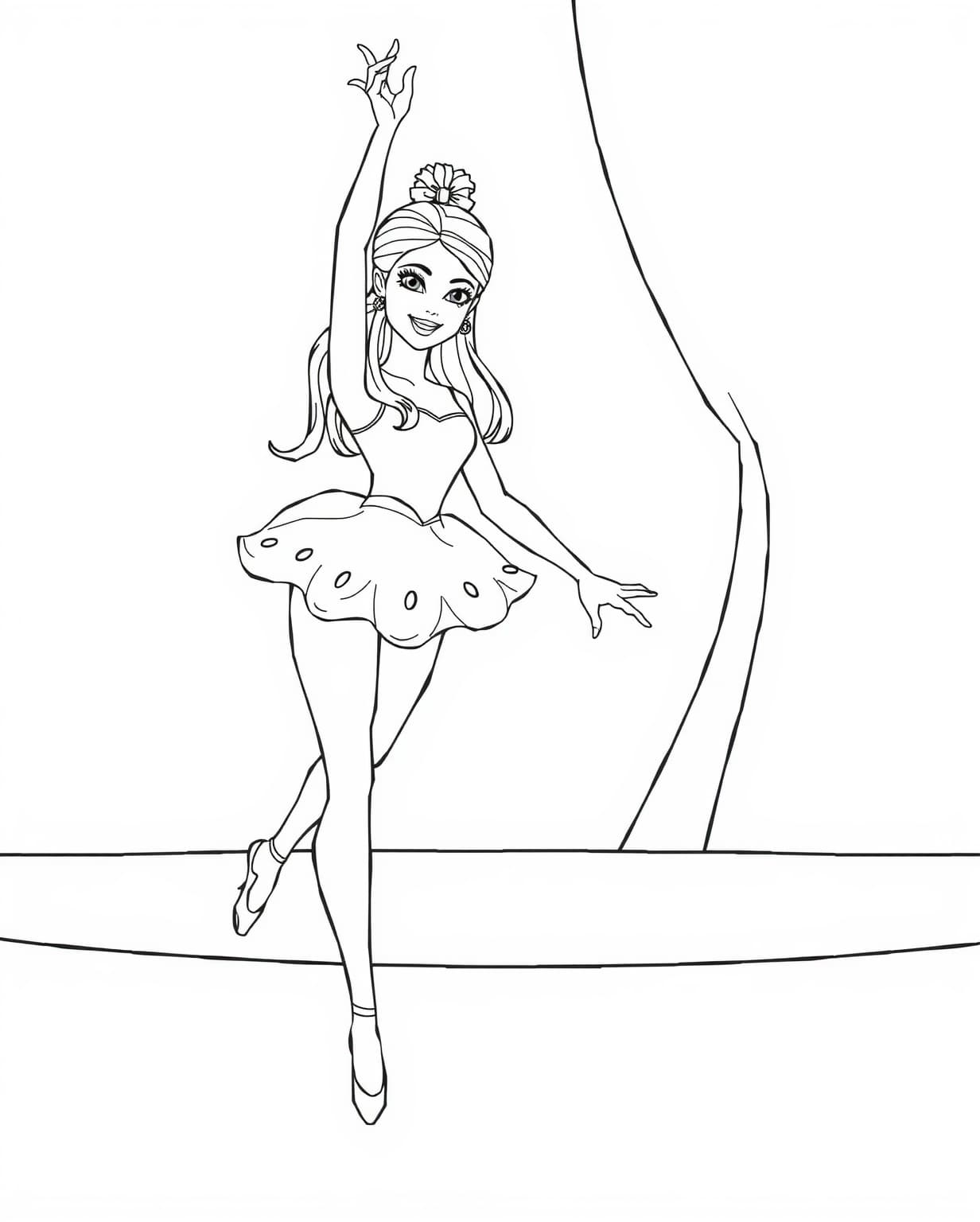 Ballerina Barbie Twirling on Stage Coloring Page