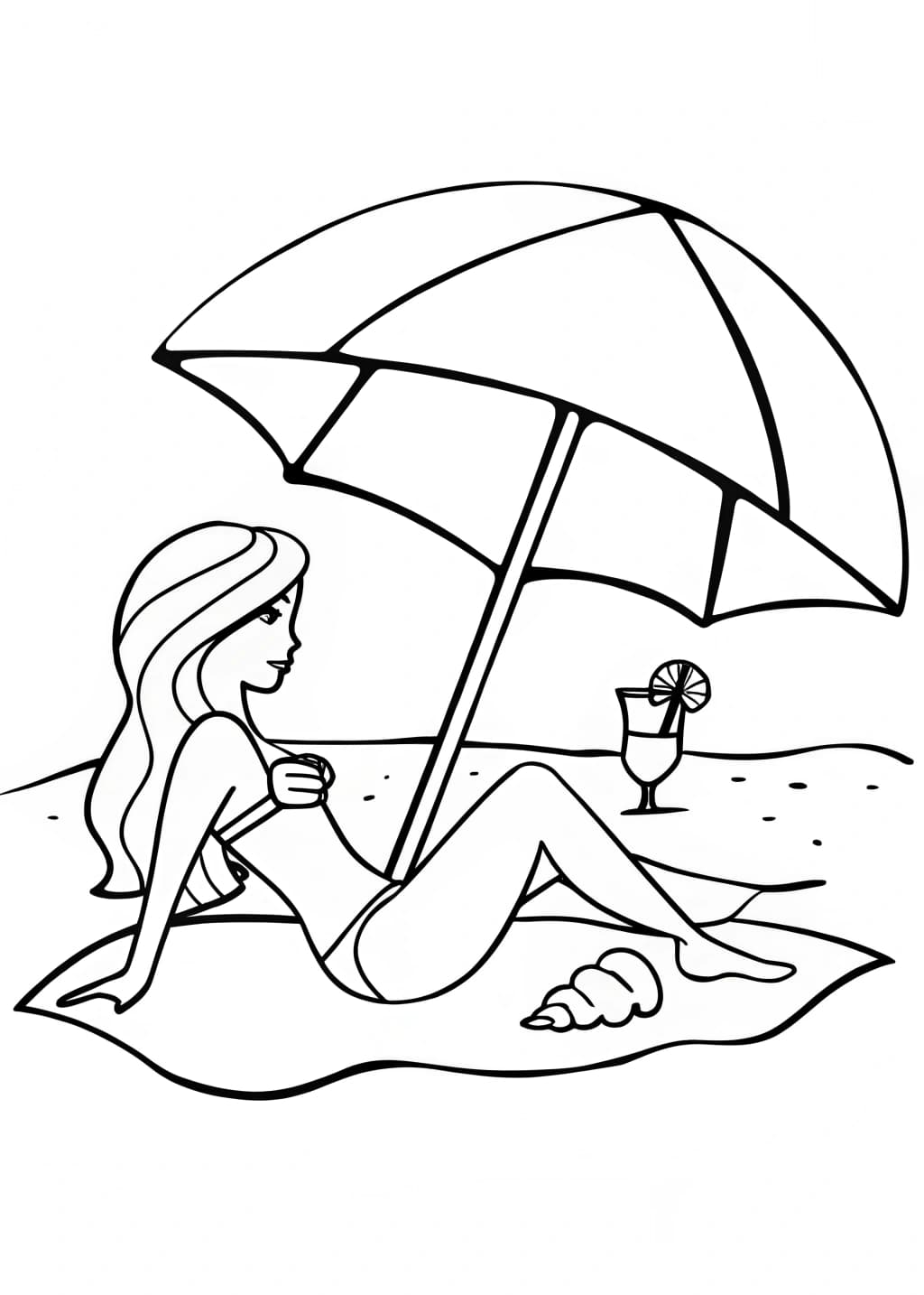 Barbie At The Beach Coloring Page