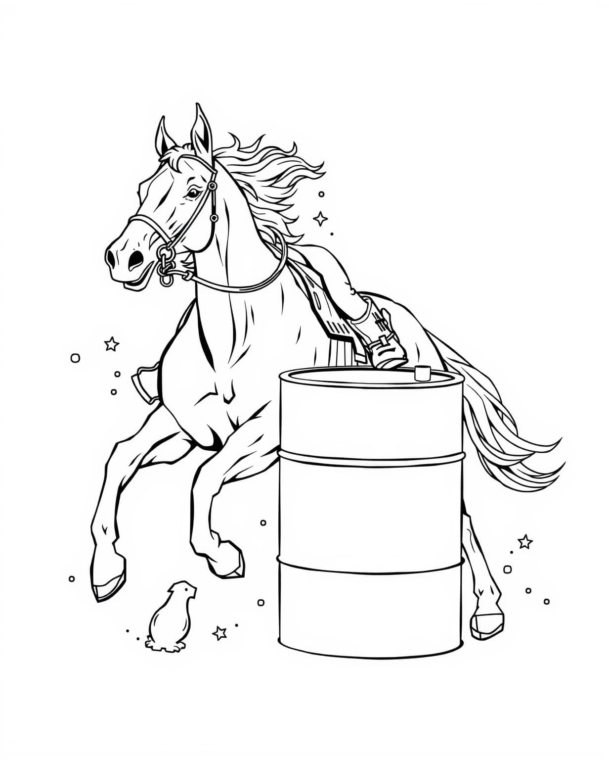 Barrel Racing Horse Coloring Page