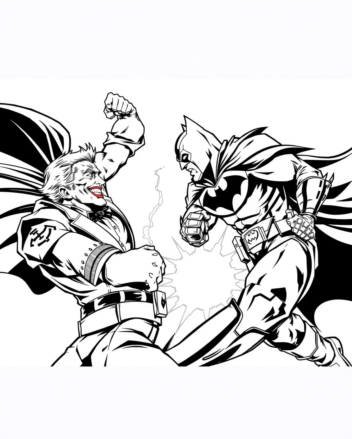 Batman and Joker Duel Coloring Page
