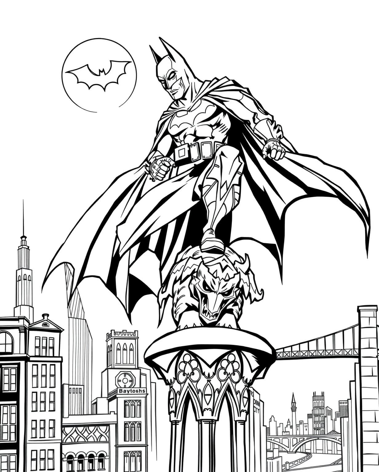 Batman in Gotham City Coloring Page