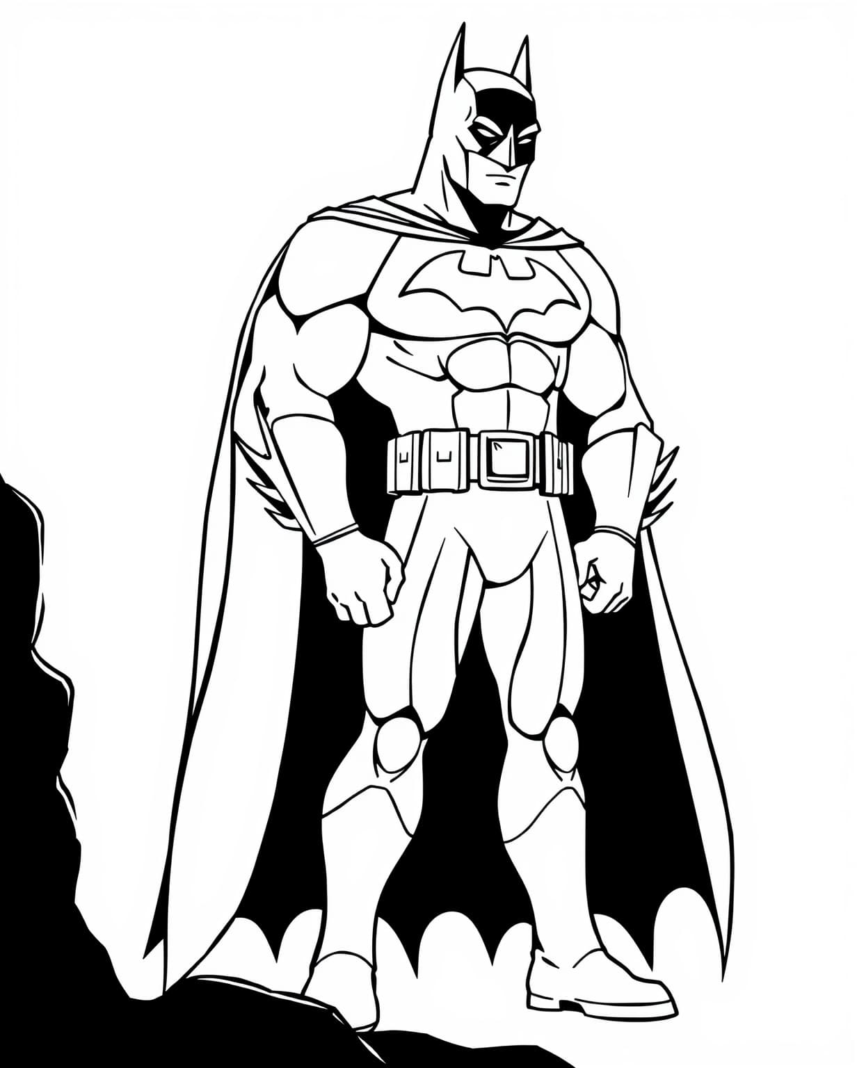 Batman Standing in Heroic Pose Coloring Page
