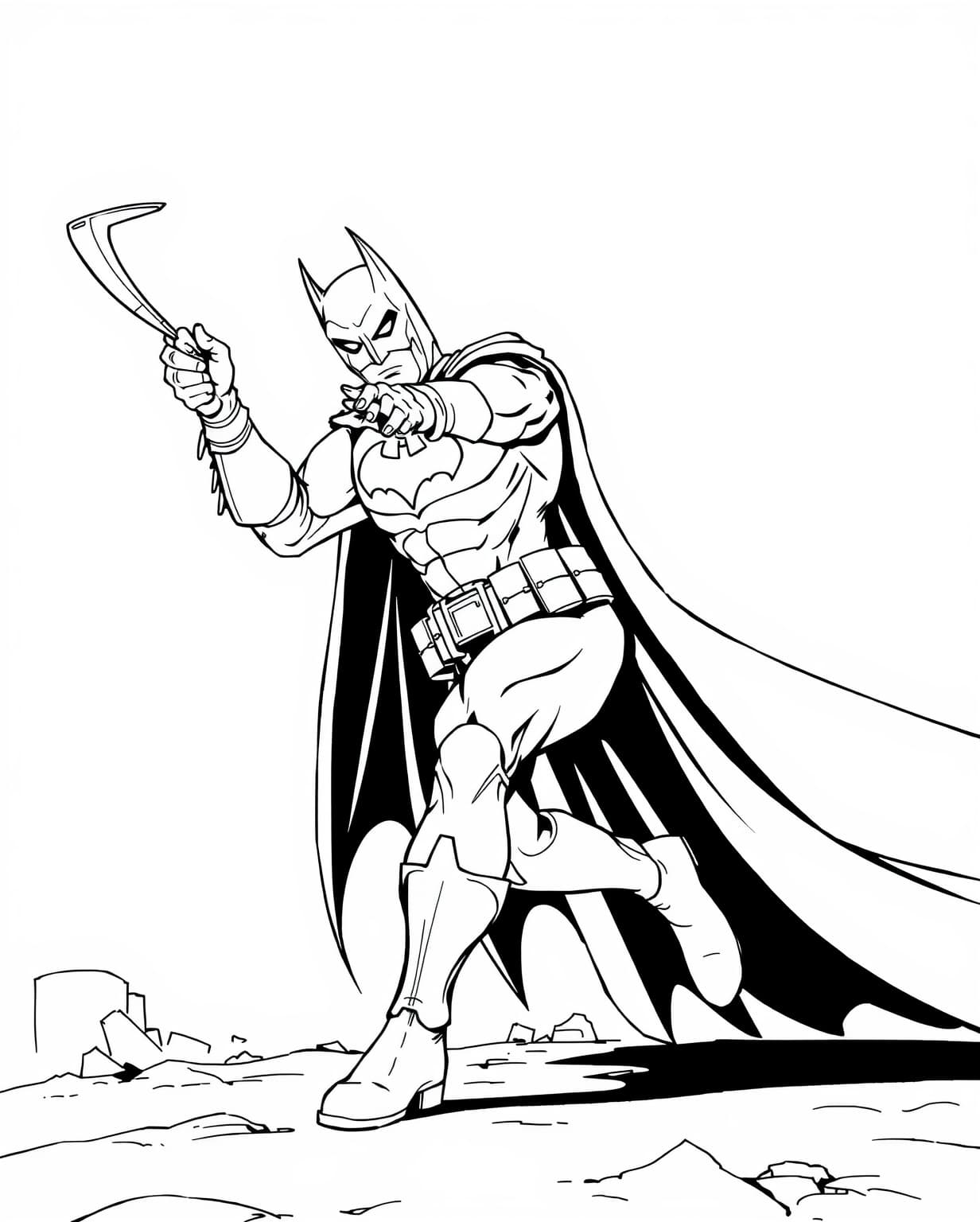Batman Throwing a Batarang Coloring Page