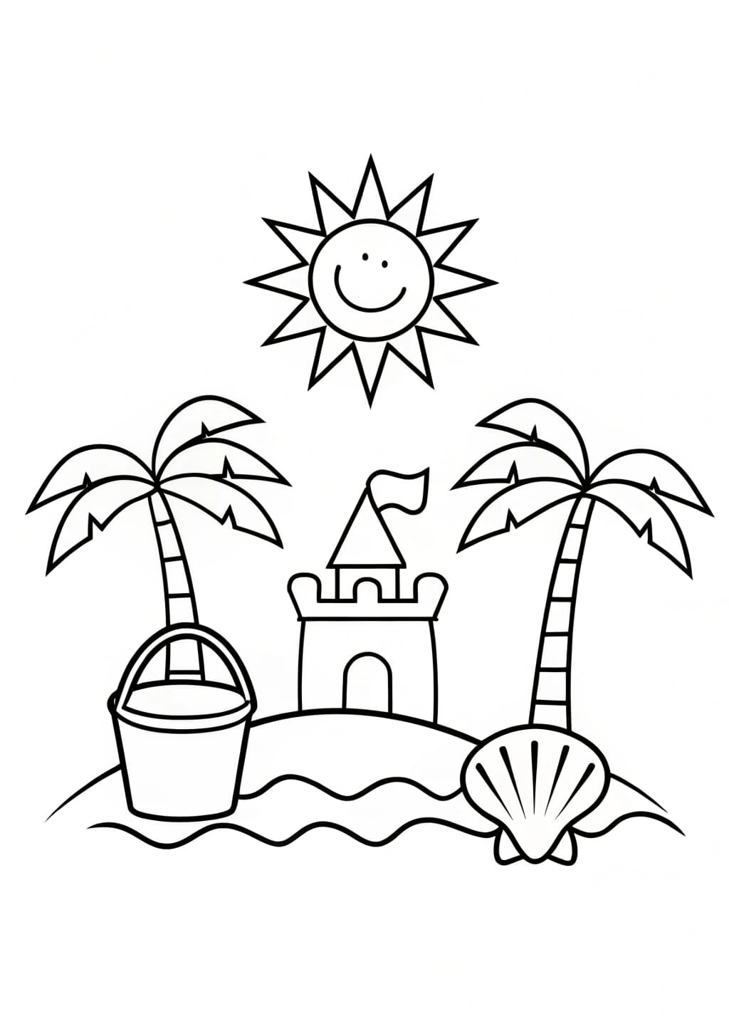 Beach Coloring Page For Kids