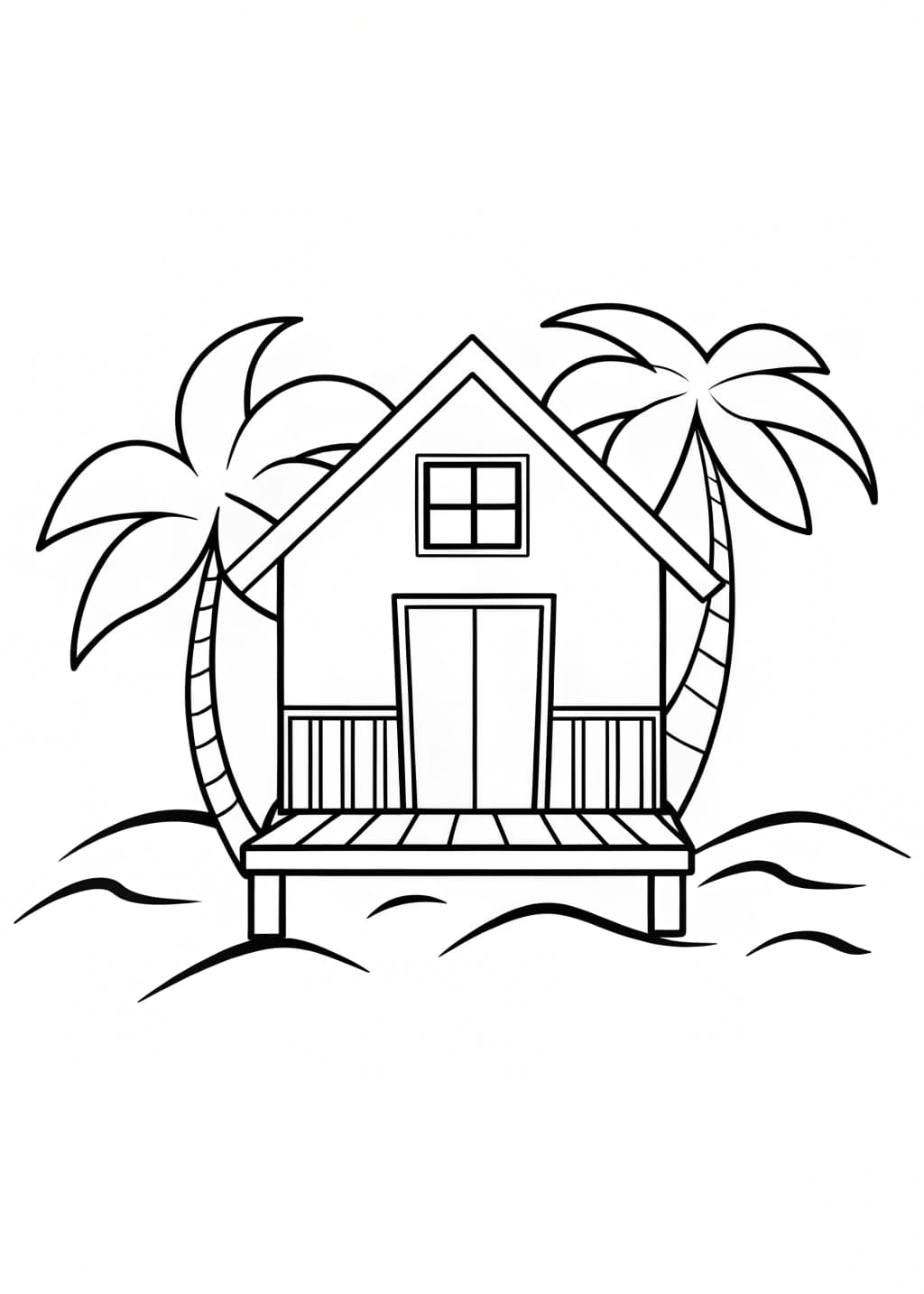 Beach House Coloring Page