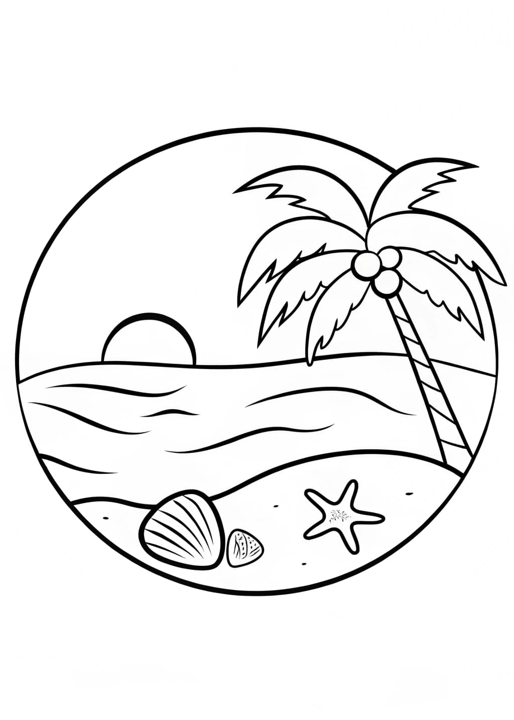 Beach Landscape Coloring Page