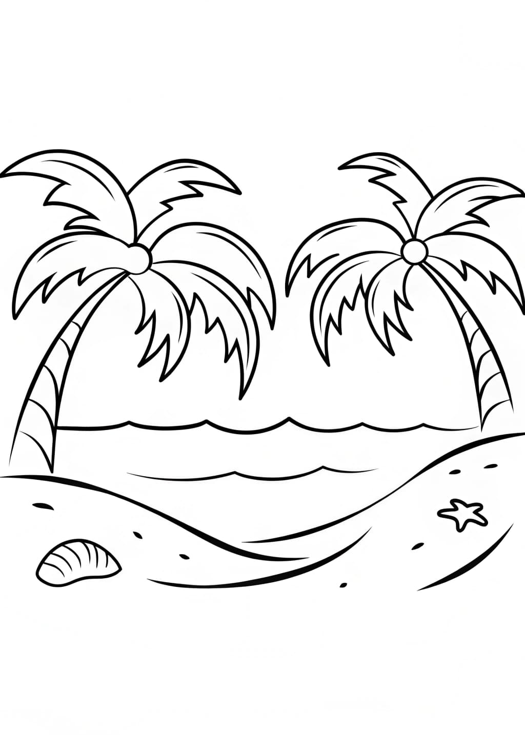Beach Palm Trees Coloring Page