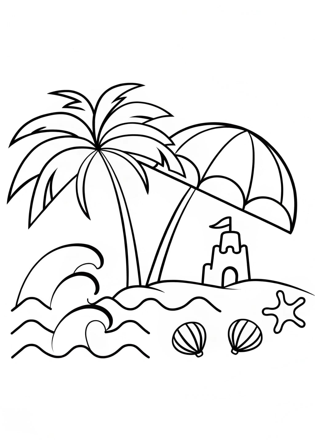 Beach Scene Coloring Page