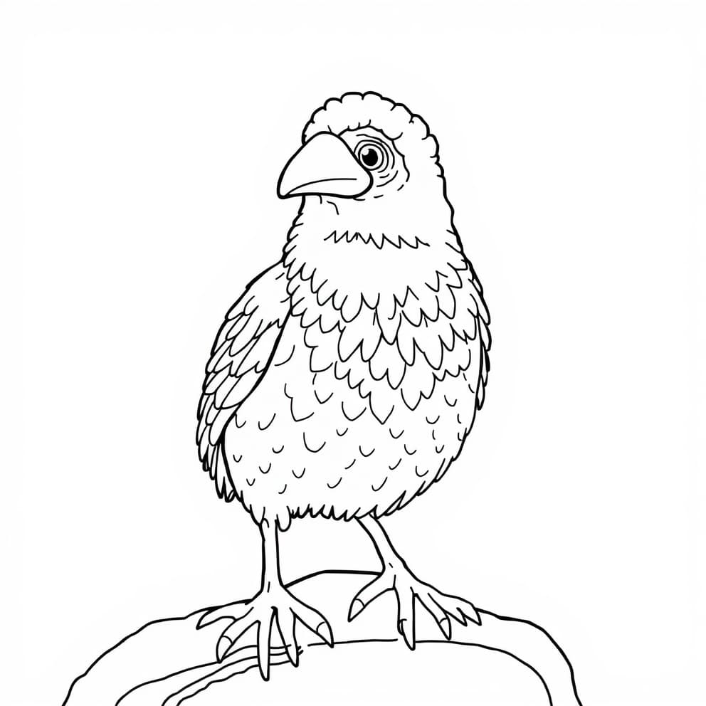 Beautiful Bird Perched Coloring Page