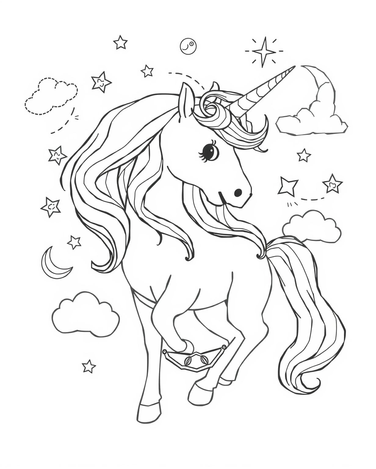 Big Unicorn Coloring Page