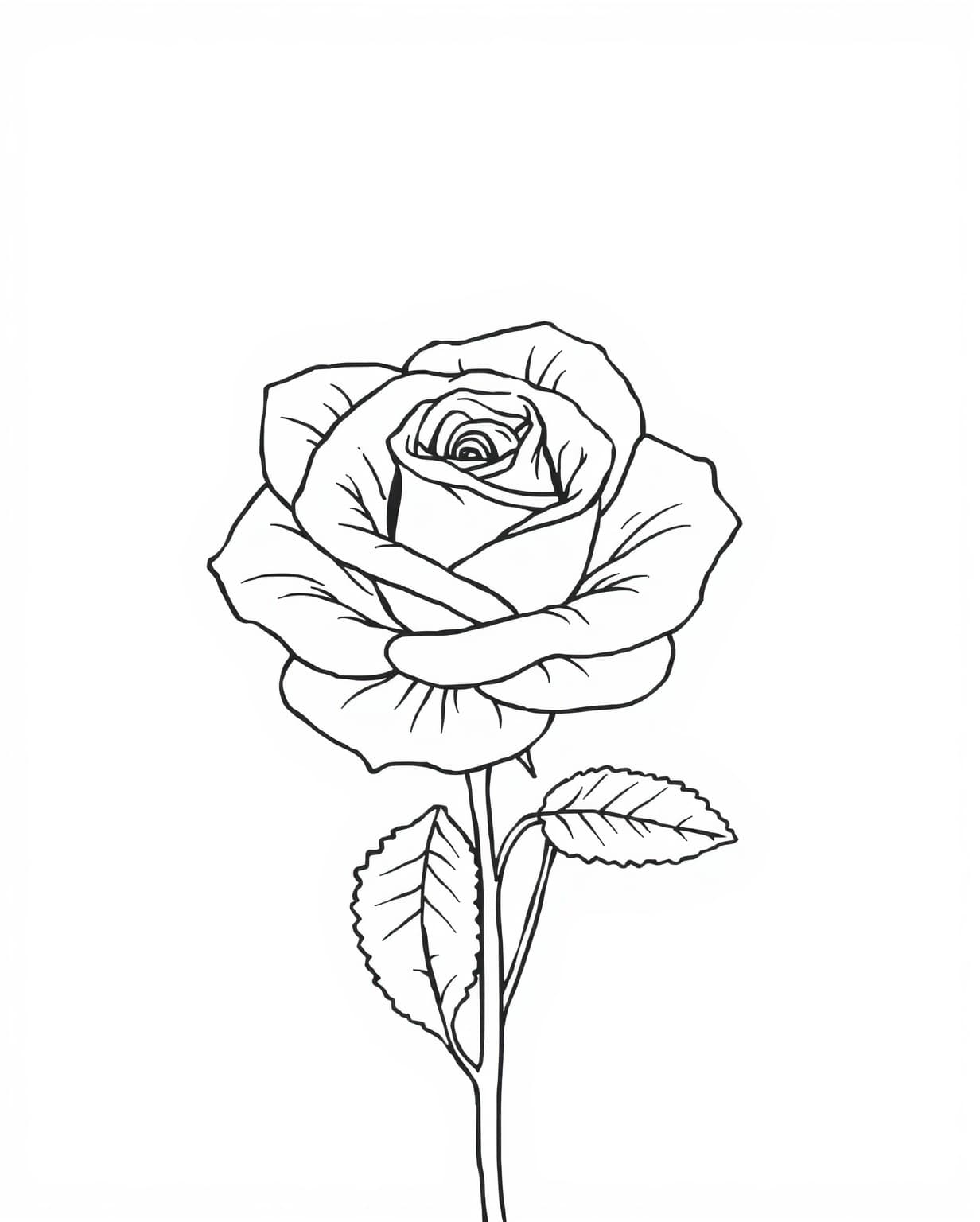 Blooming Rose Coloring Page