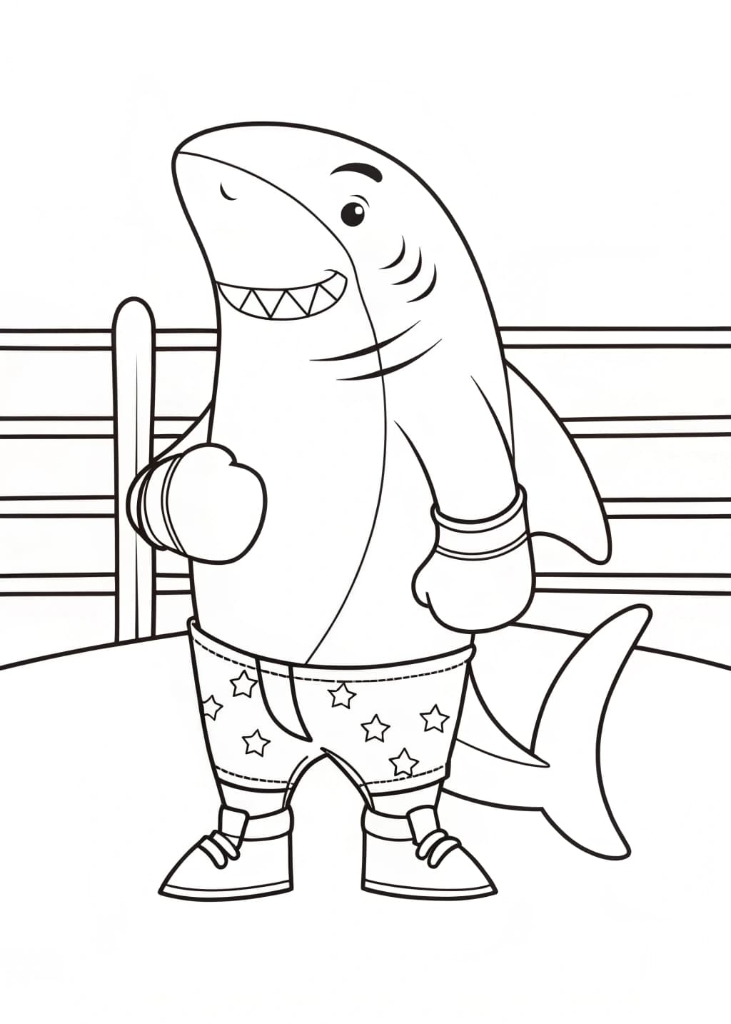 Boxing Shark Coloring Page
