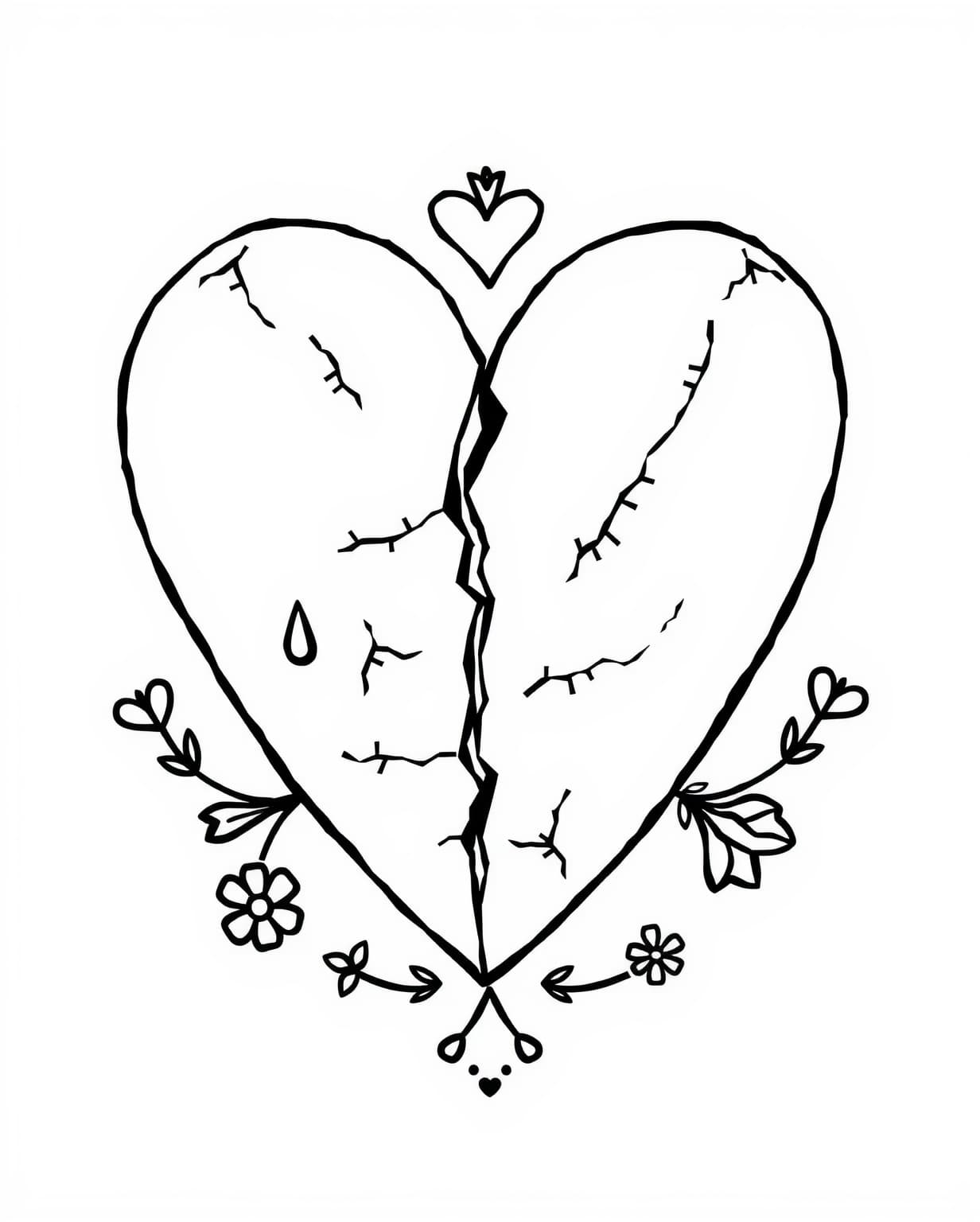 Broken Heart Coloring Page