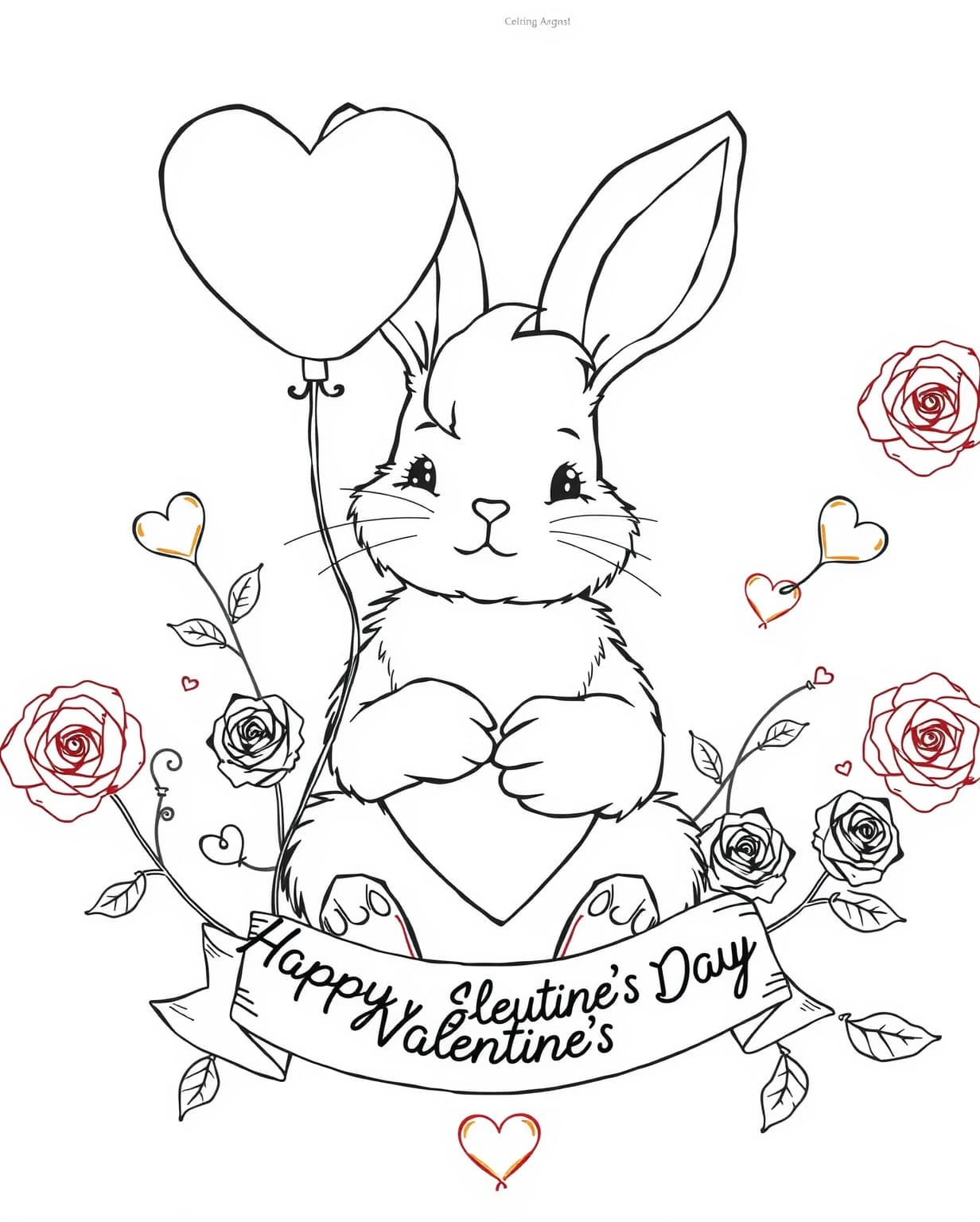 Bunny Valentine Coloring Page