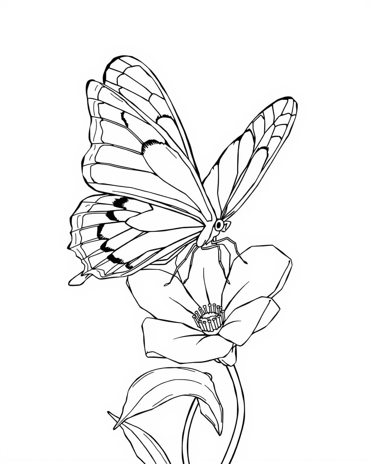 Butterfly Flower Coloring Page