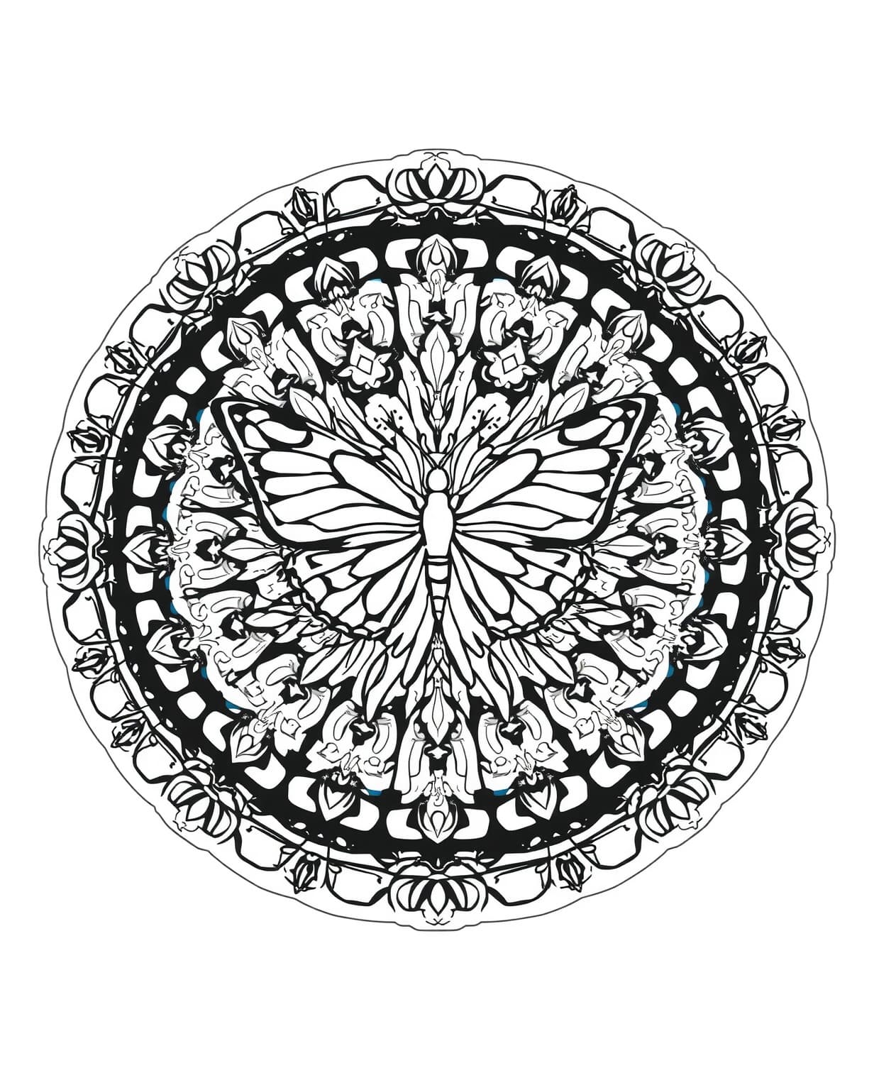 Butterfly Mandala Coloring Page