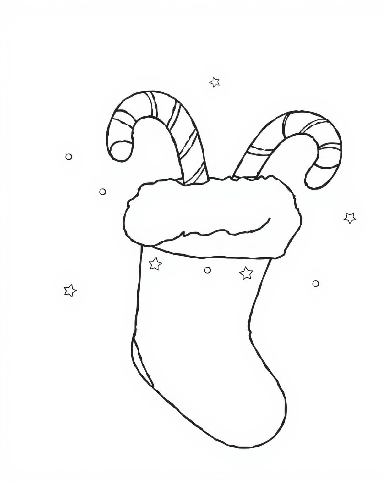Candy Cane in a Stocking Coloring Page
