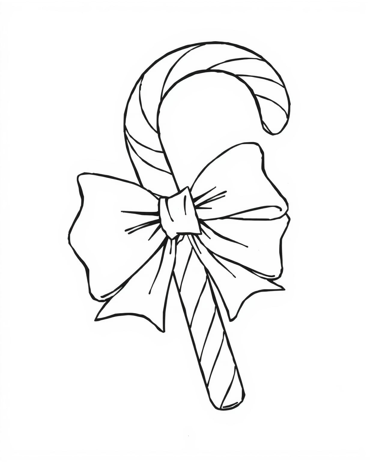 Candy Cane with Bow Coloring Page