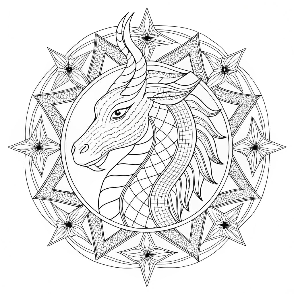 Capricornian Dragon Coloring Page