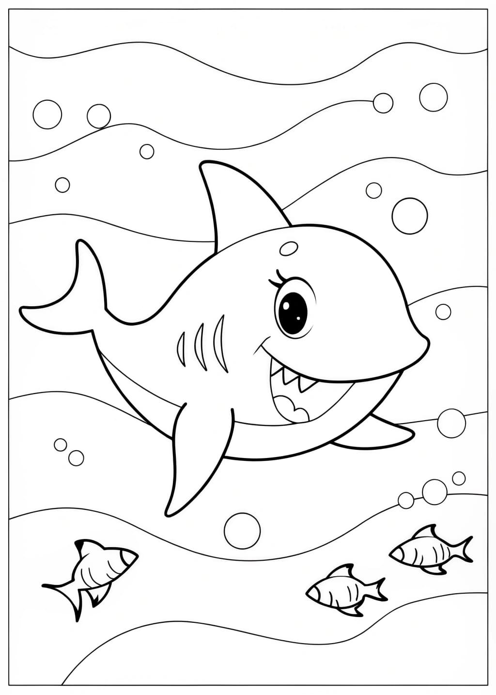 Cartoon Shark Coloring Page