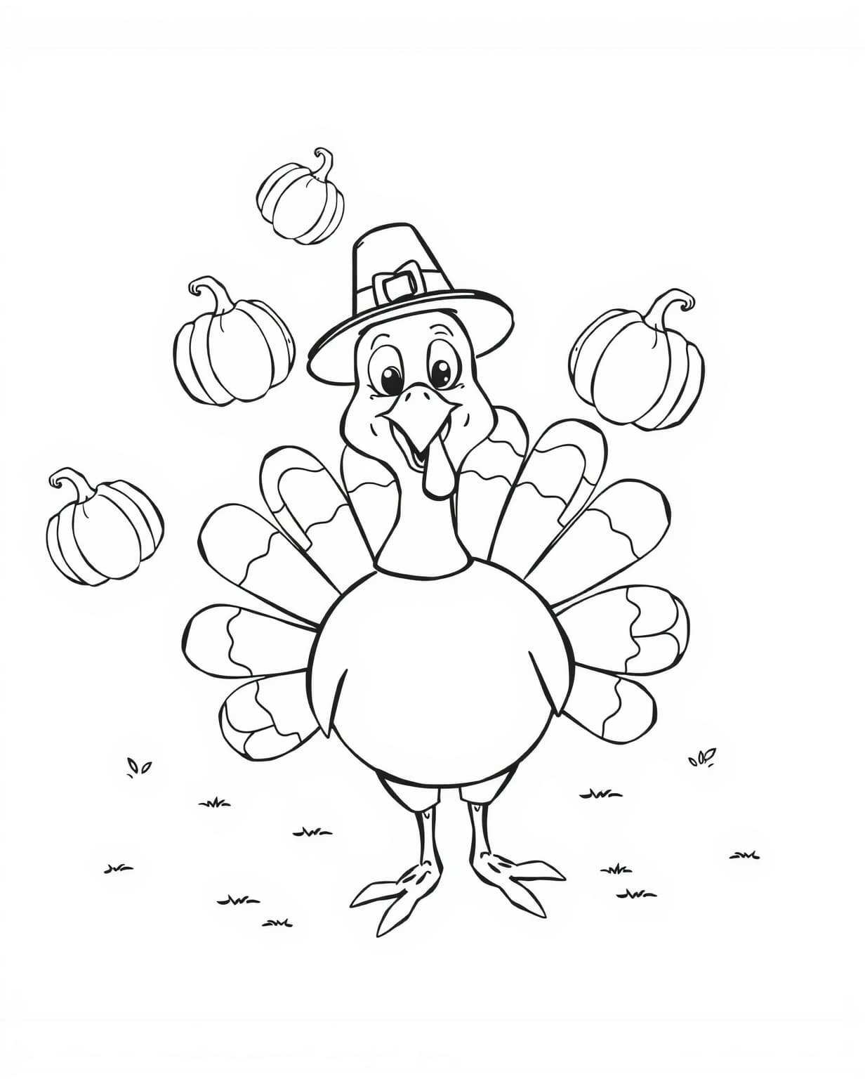 Cartoon Turkey Coloring Page