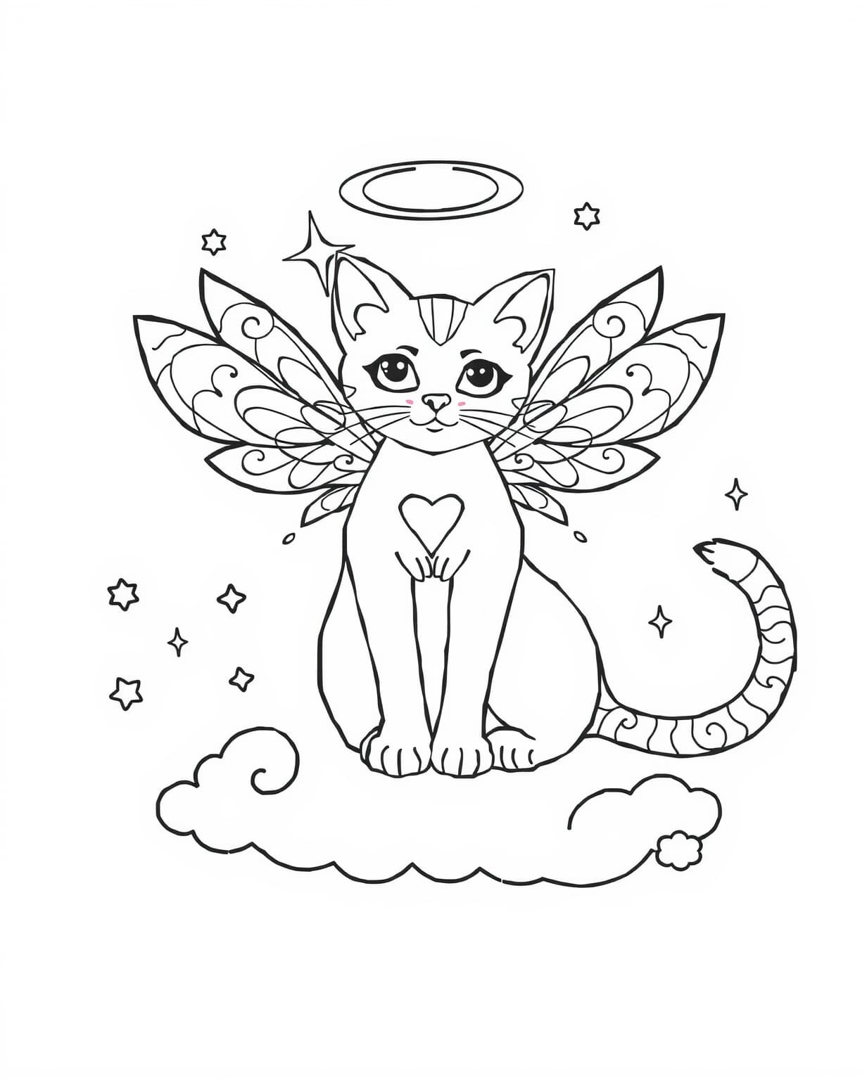 Cat With Wings Coloring Page